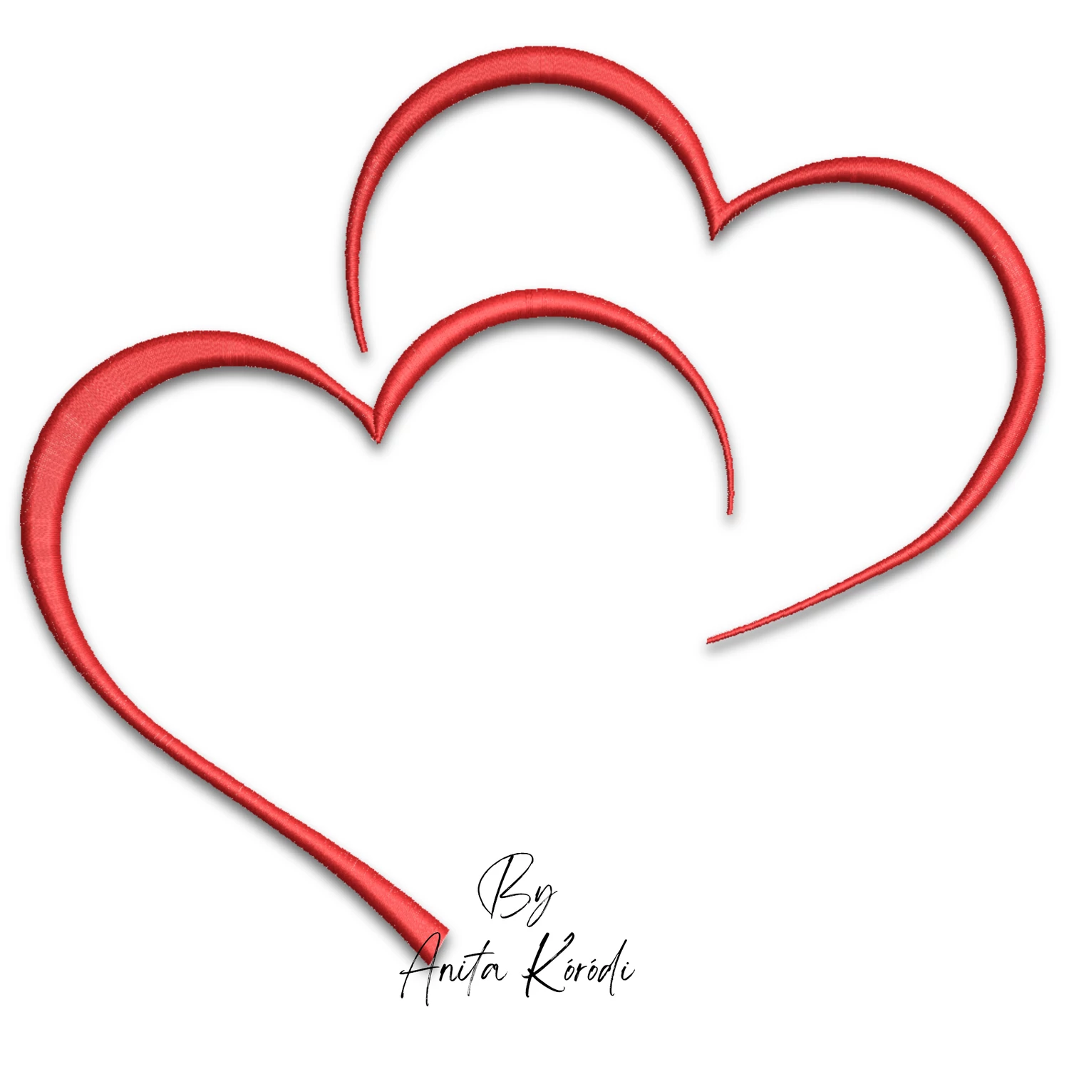 Two hearts machine embroidery design