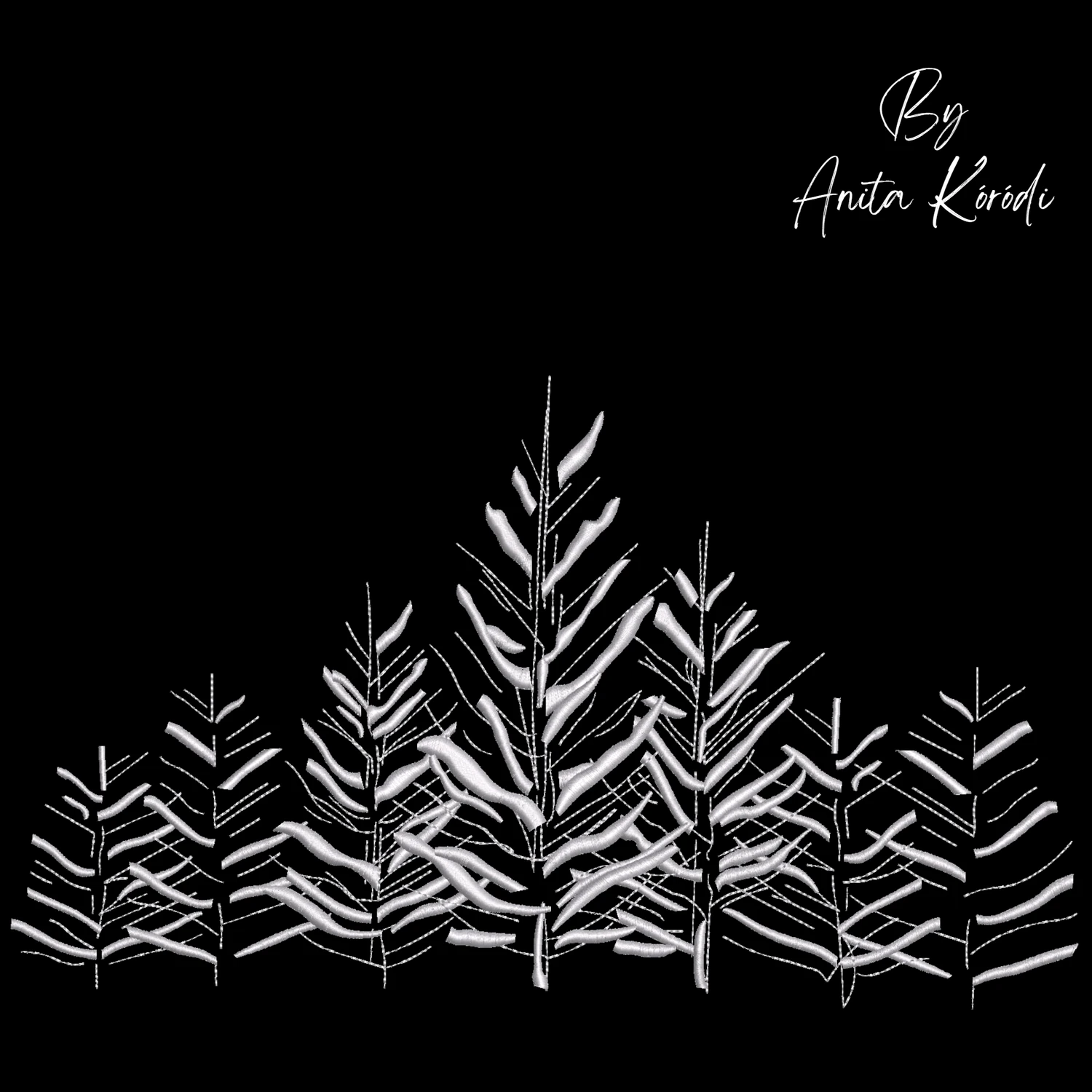Winter forest Christmas trees embroidery design