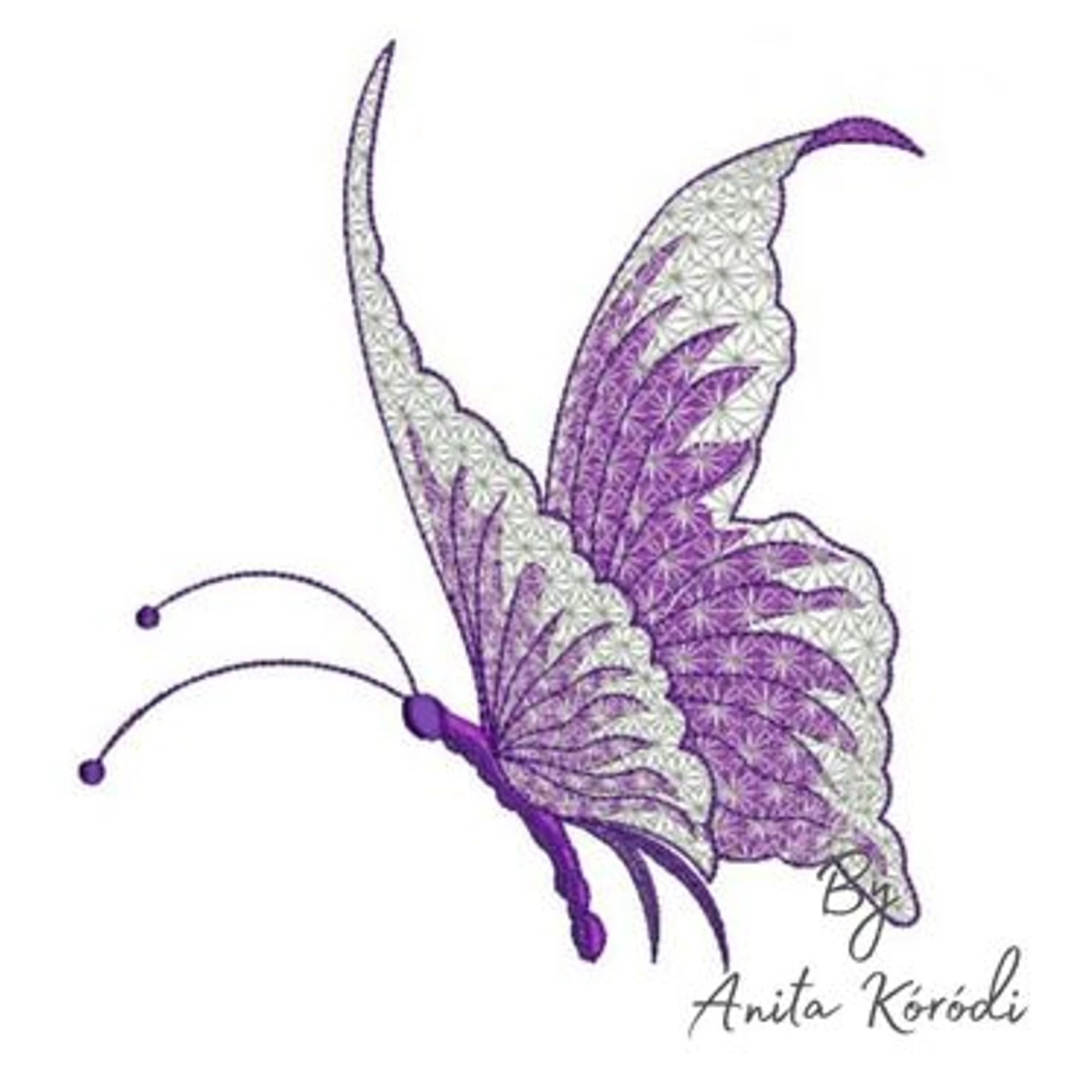 butterfly embroidery design with star pattern