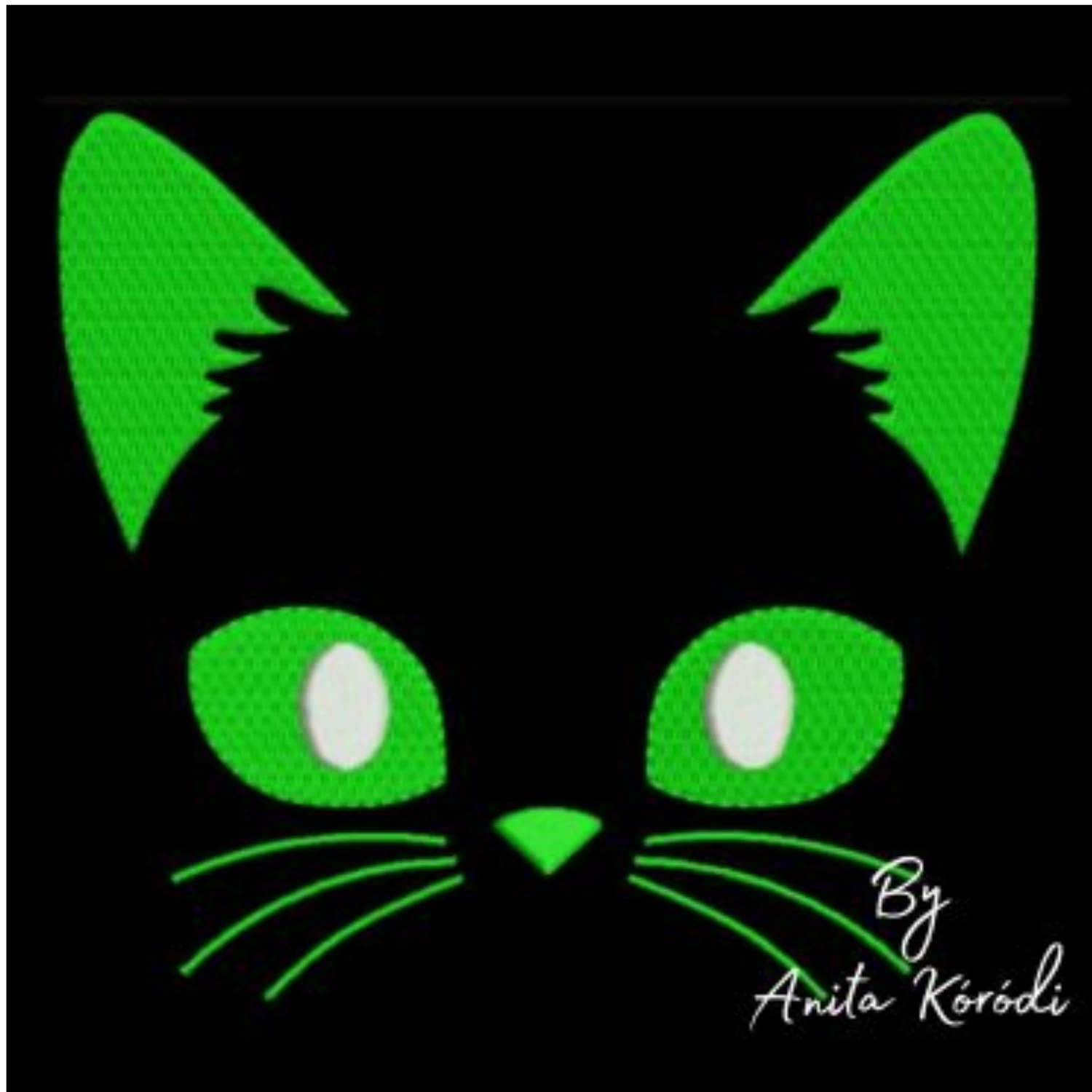 Halloween black cat face machine embroidery design