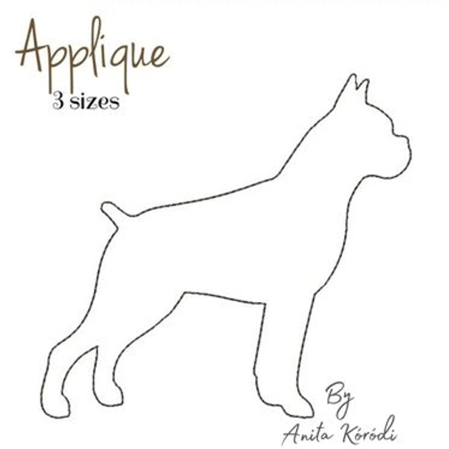 Boxer applique embroidery machine design