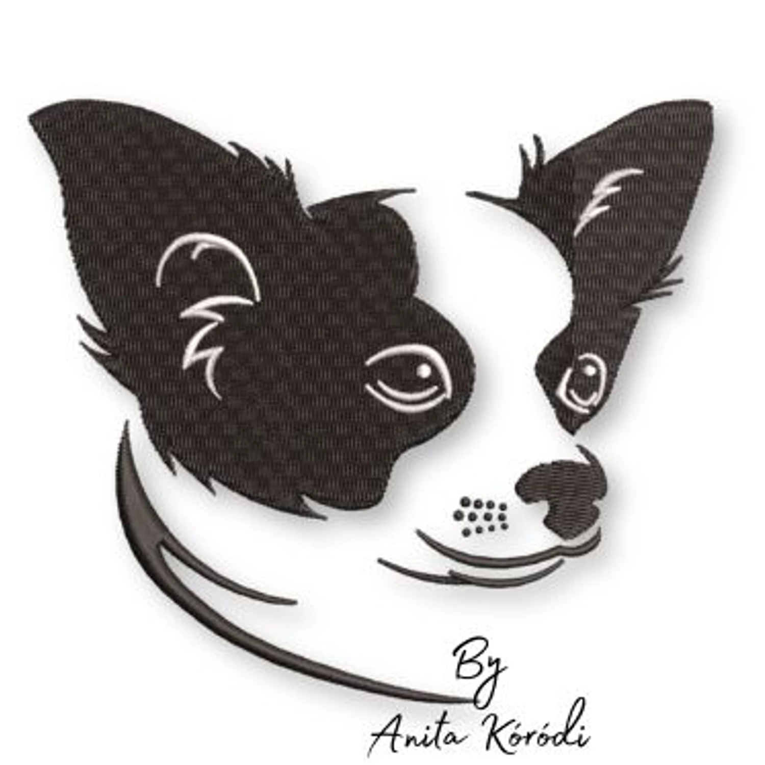 Chihuahua head embroidery machine design