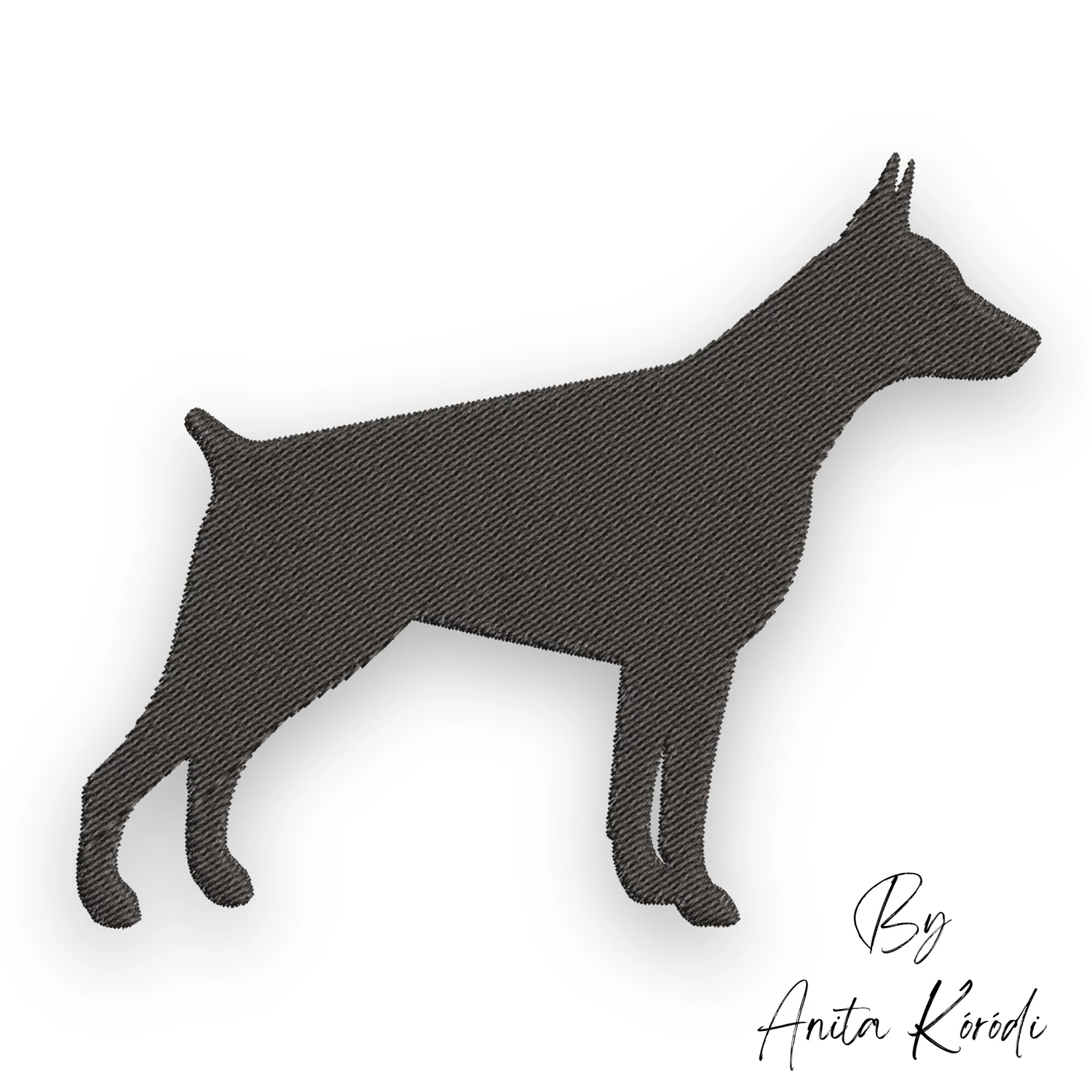 doberman dog silhouette embroidery design