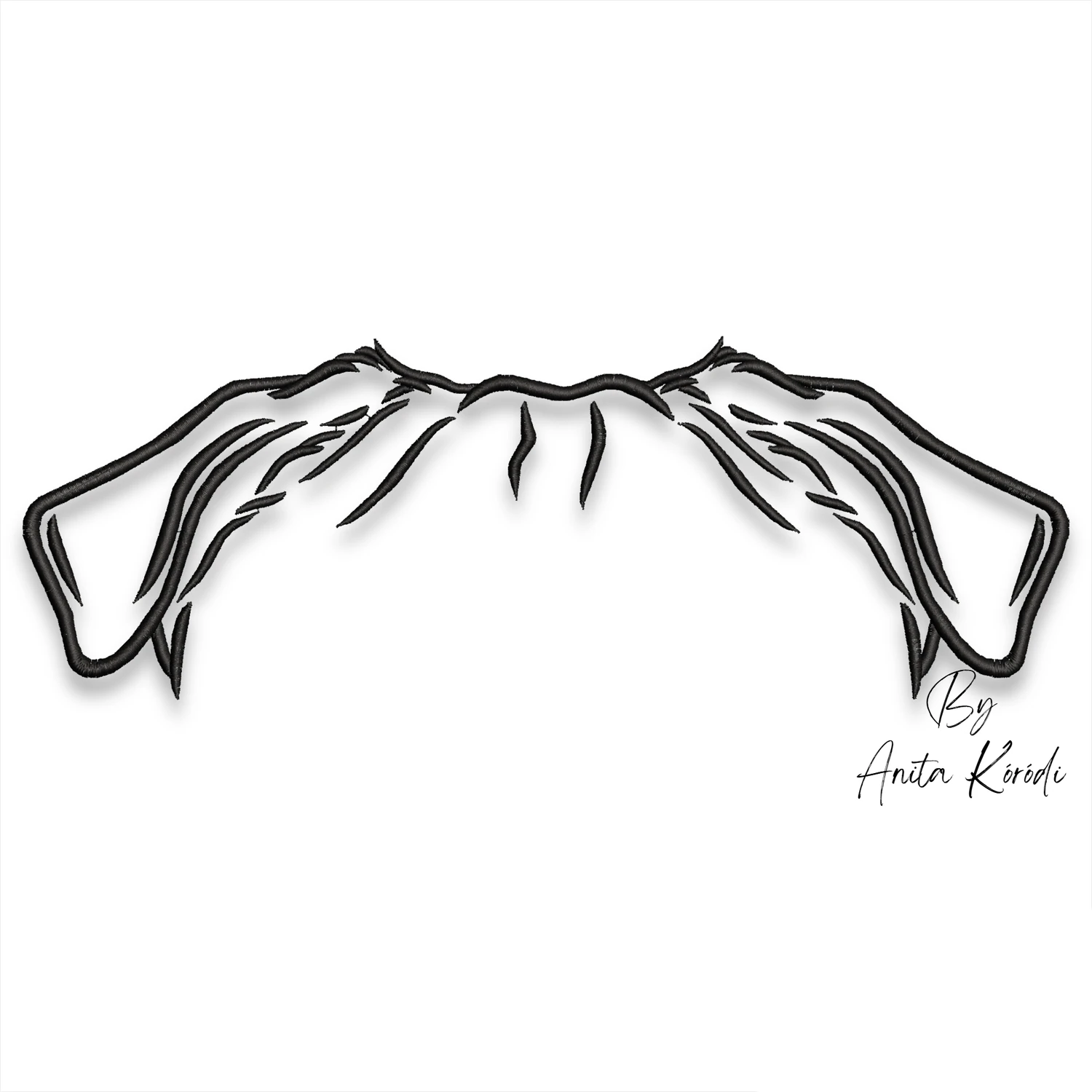 Pug dog ears embroidery design with floppy ears frame machine embroidery pattern.