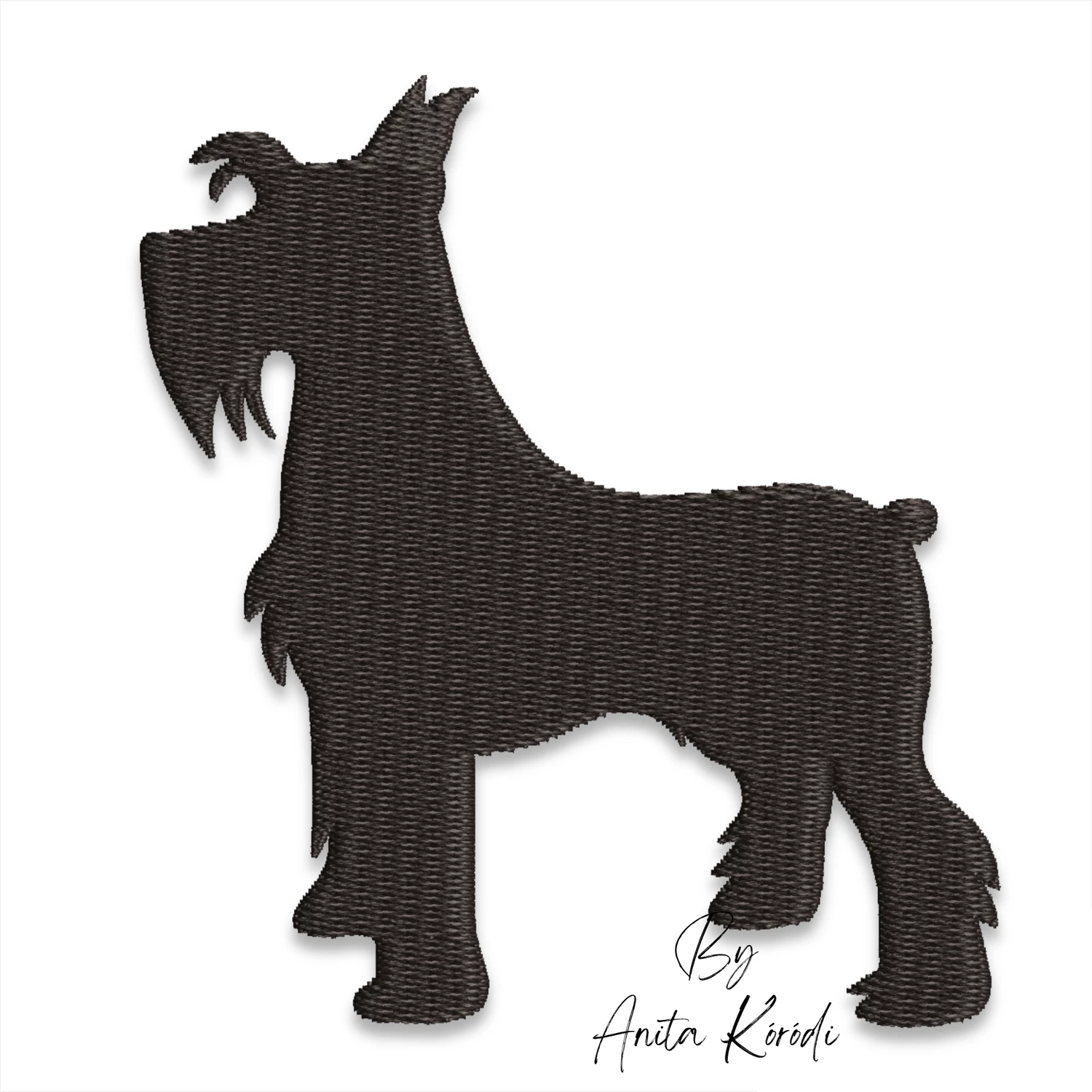 Schnauzer silhouette embroidery design showing the distinctive beard and classic dog profile.