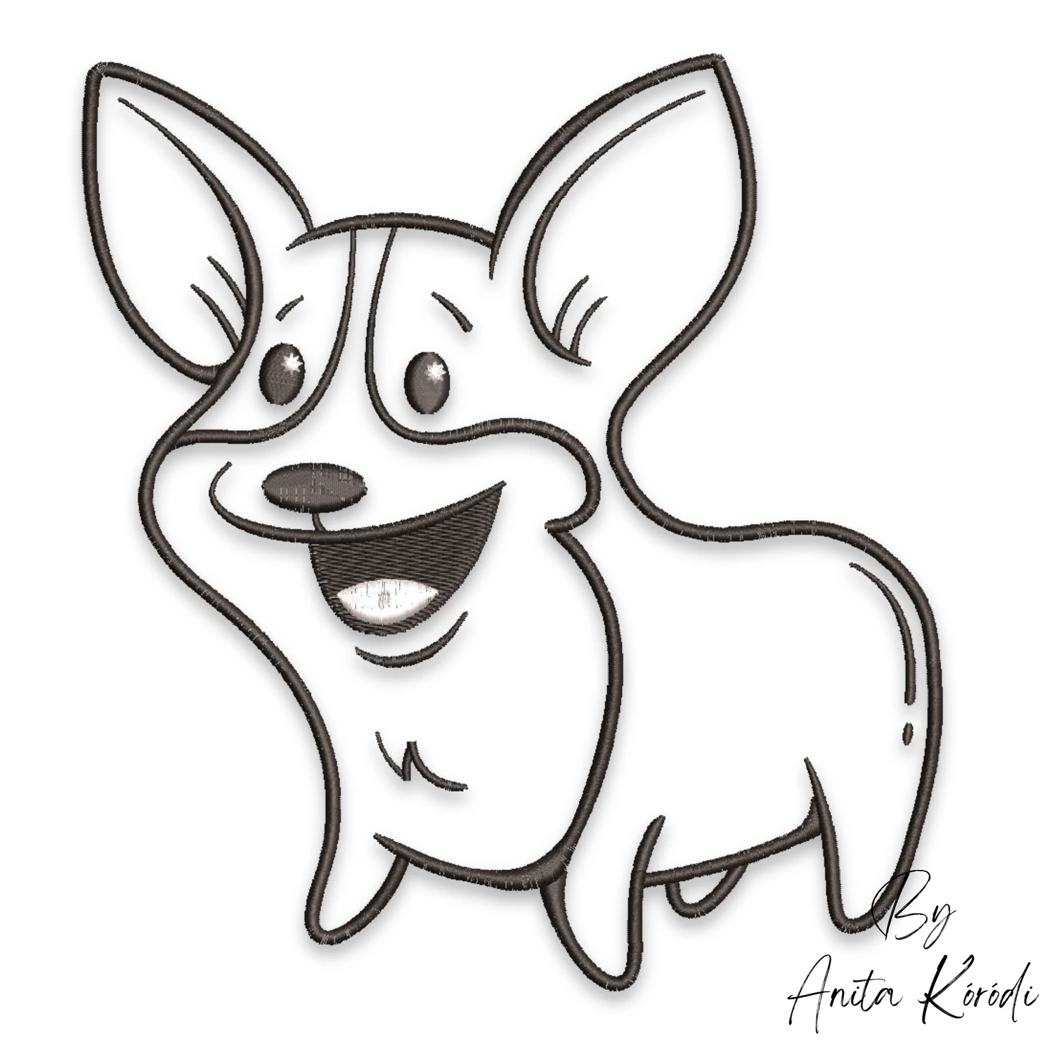 Cute Welsh Corgi machine embroidery design