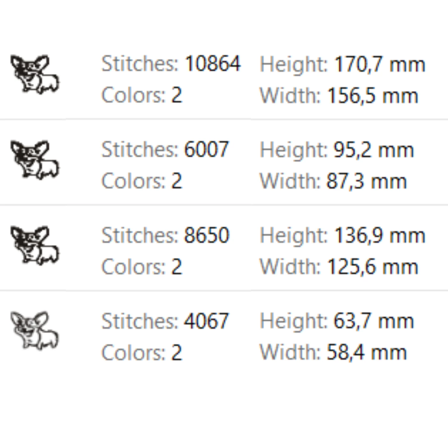 Cartoon Welsh Corgi dog embroidery pattern