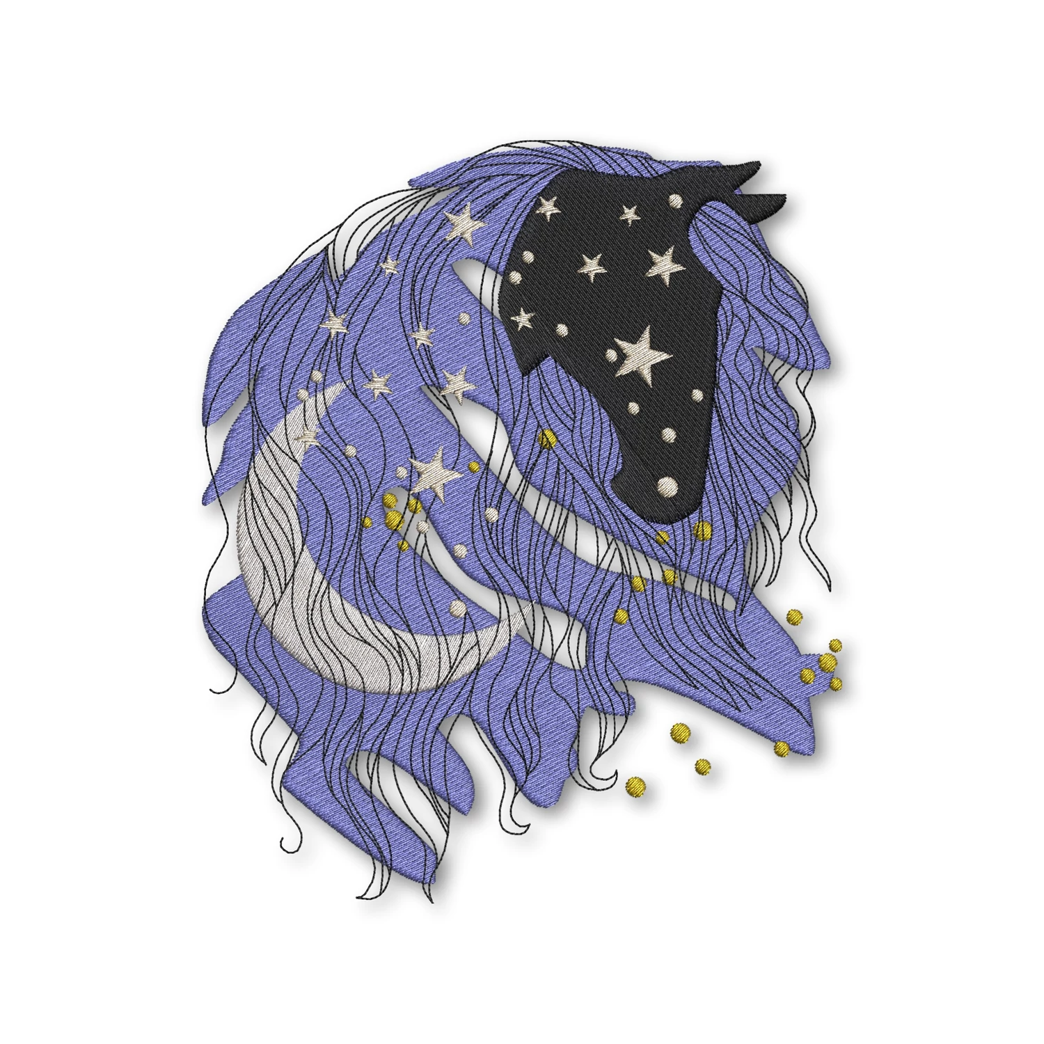 Horse Head with Long Curly Mane