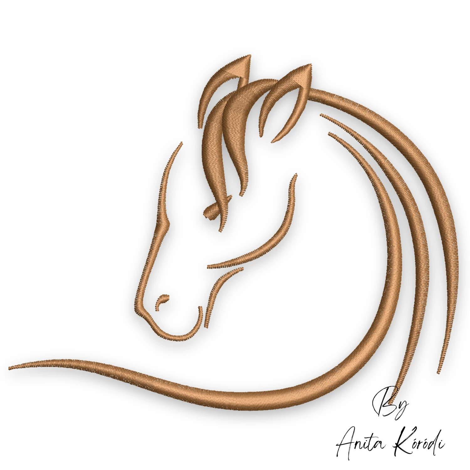horse head embroidery design minimalist
