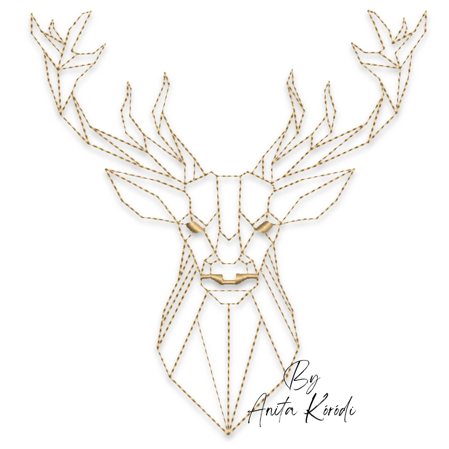geometric deer head embroidery design modern stag machine embroidery pattern
