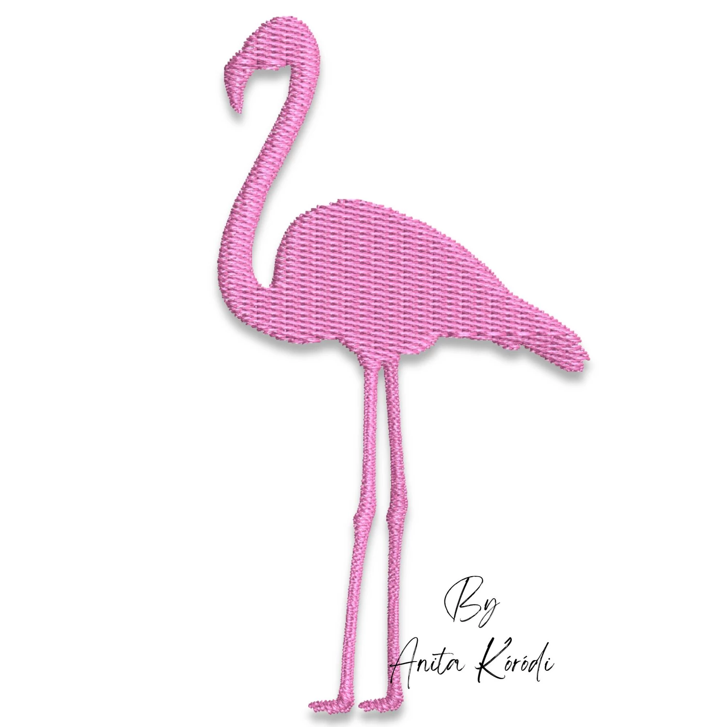 flamingo embroidery design minimalist bird