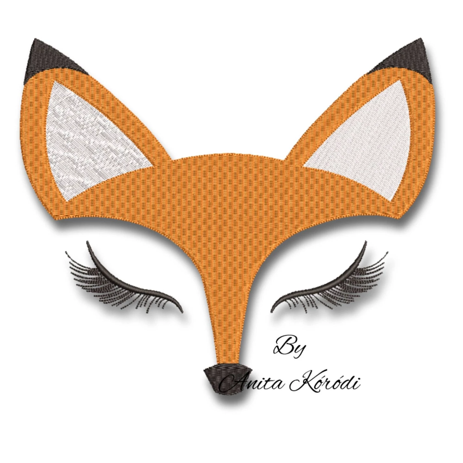 fox face embroidery design cute animal