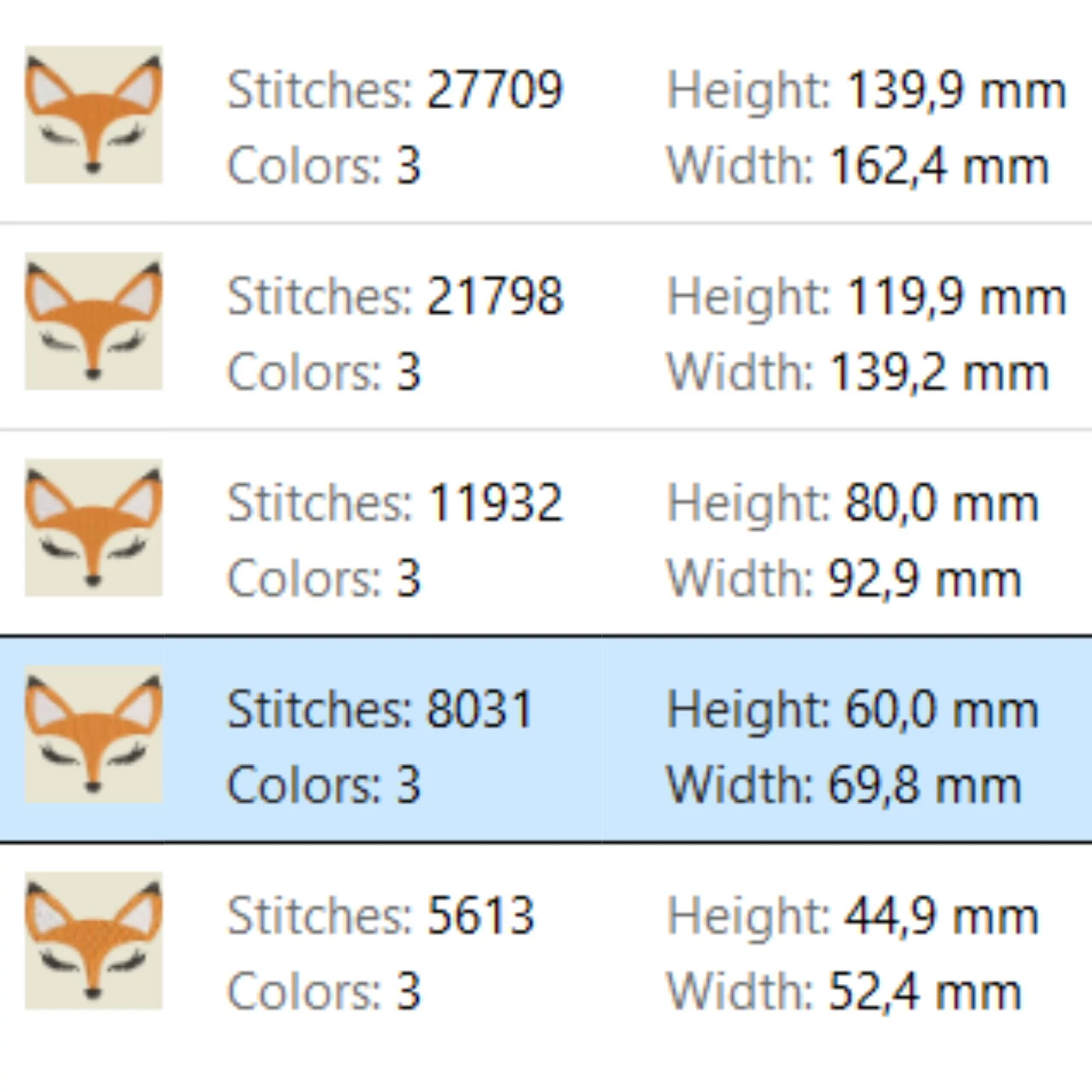 animal fox embroidery design modern