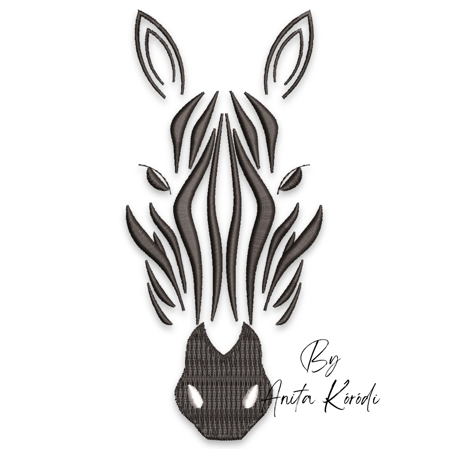 Modern zebra machine embroidery design