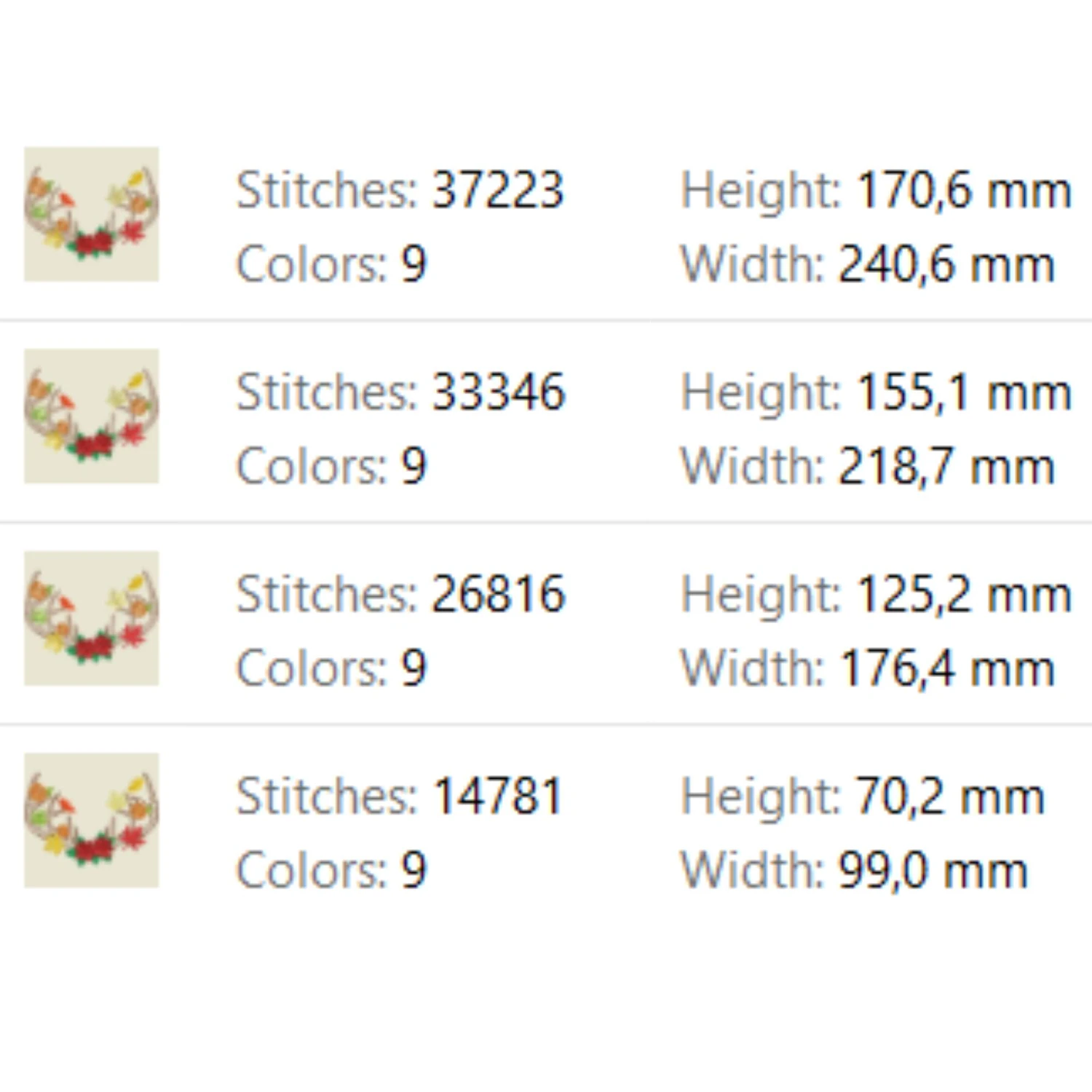 Autumn antlers machine embroidery design