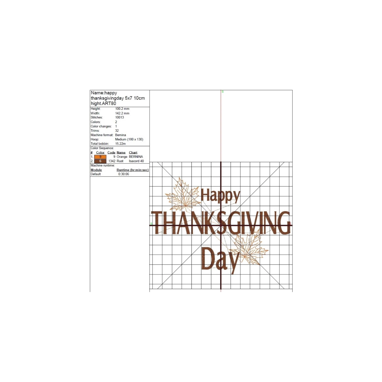 Happy thanksgiving day embroidery design