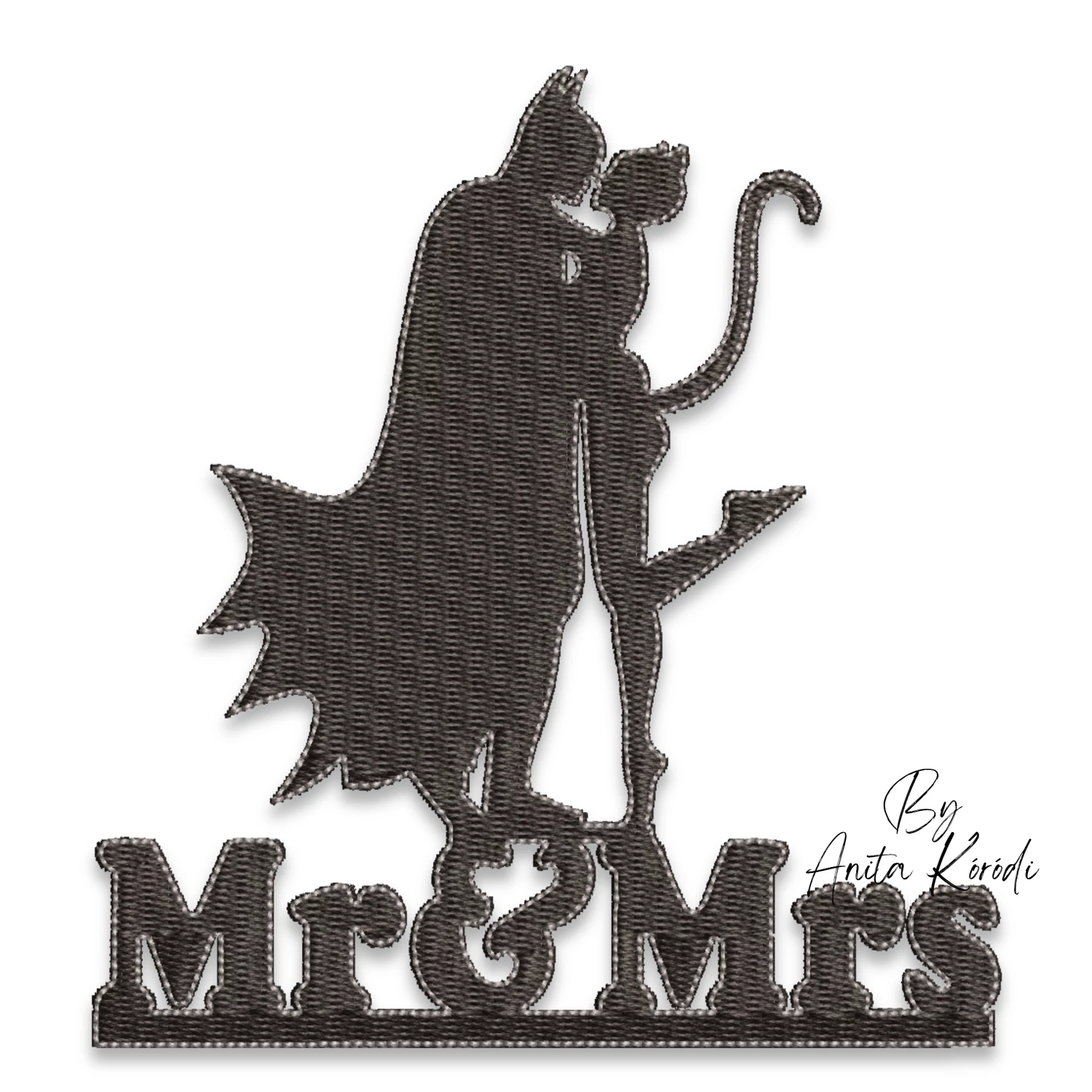 mr and mrs embroidery design couple silhouette