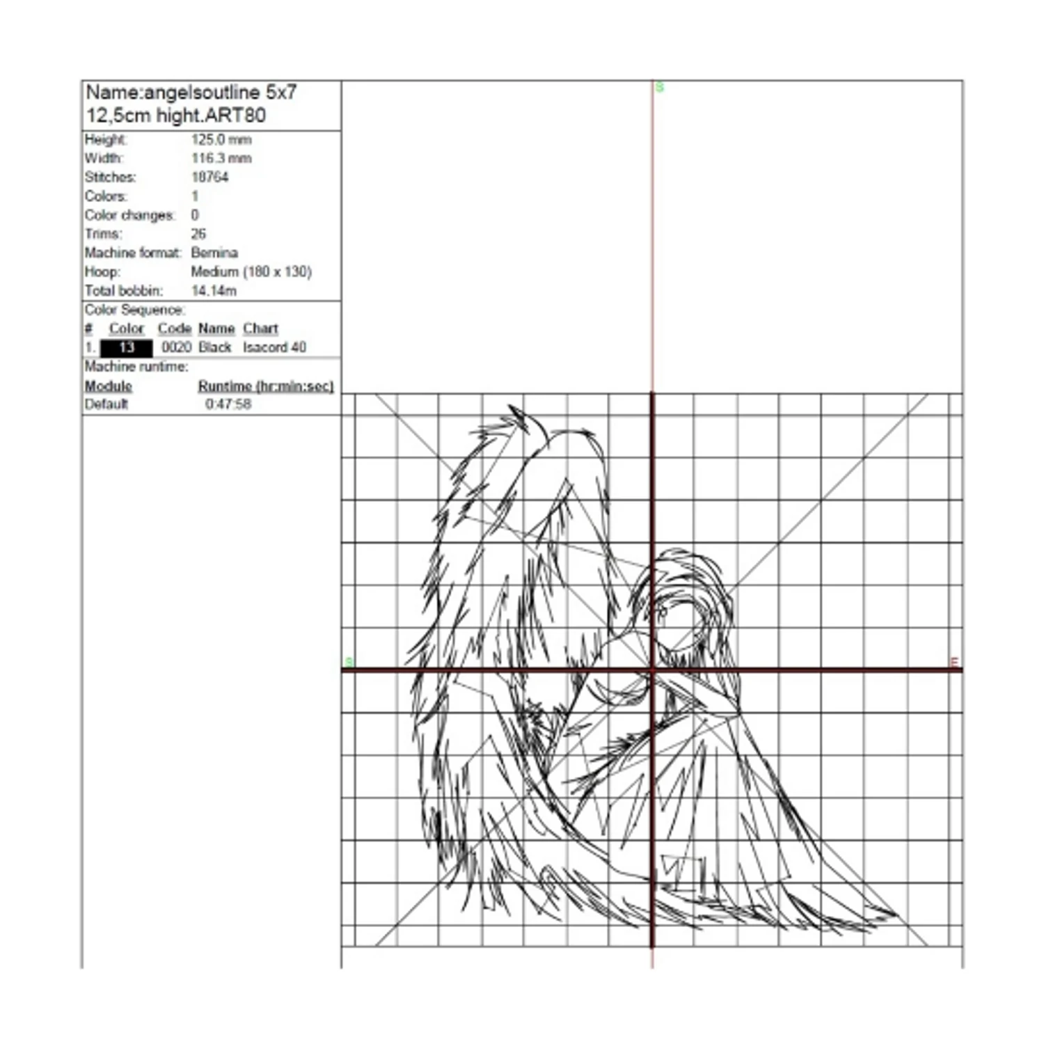 Angel outline embroidery