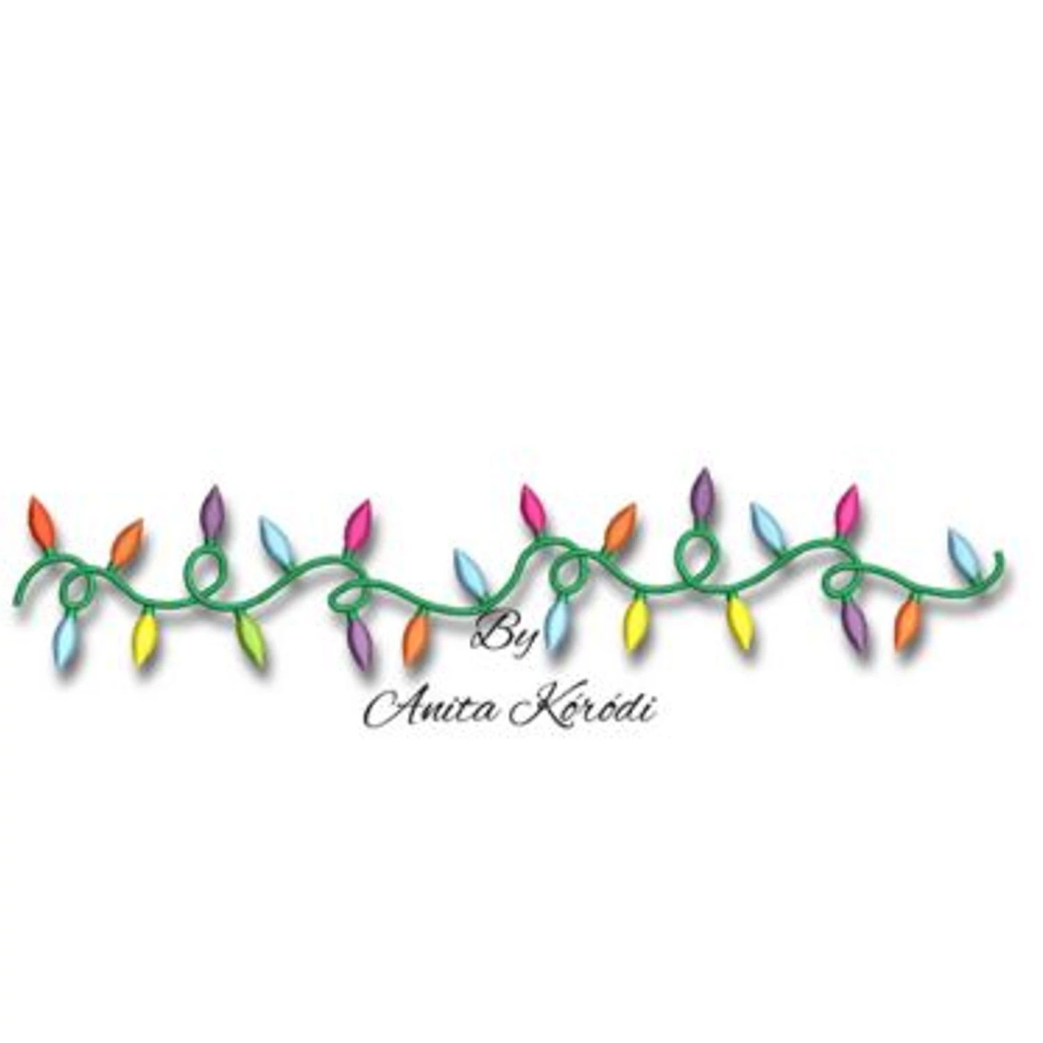 Christmas lights border embroidery design with colorful bulbs