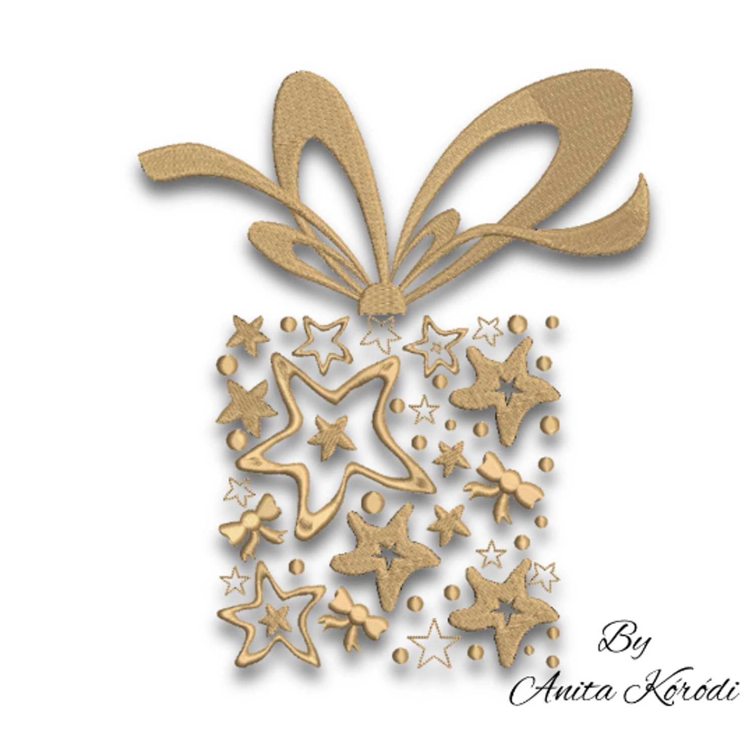 Christmas box embroidery machine design