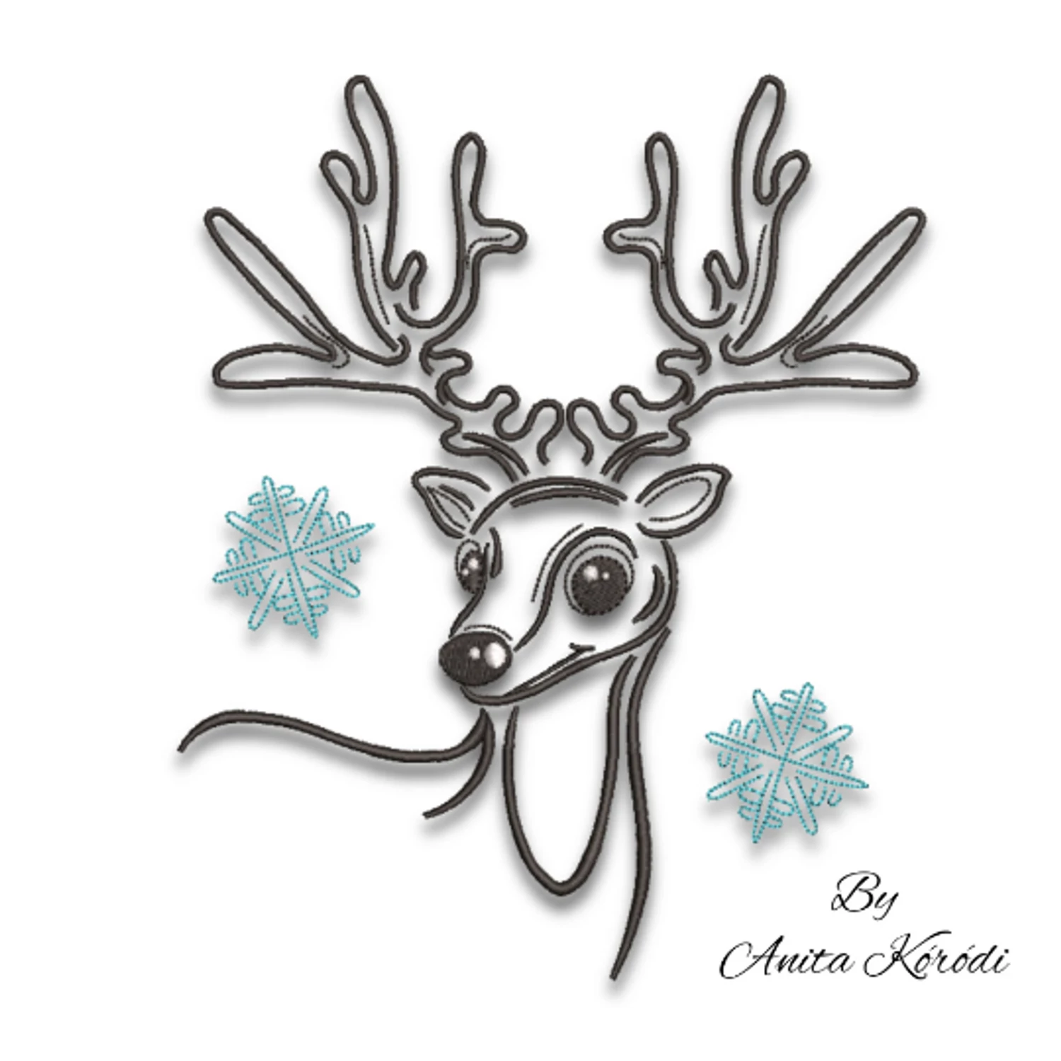 Christmas deer embroidery design