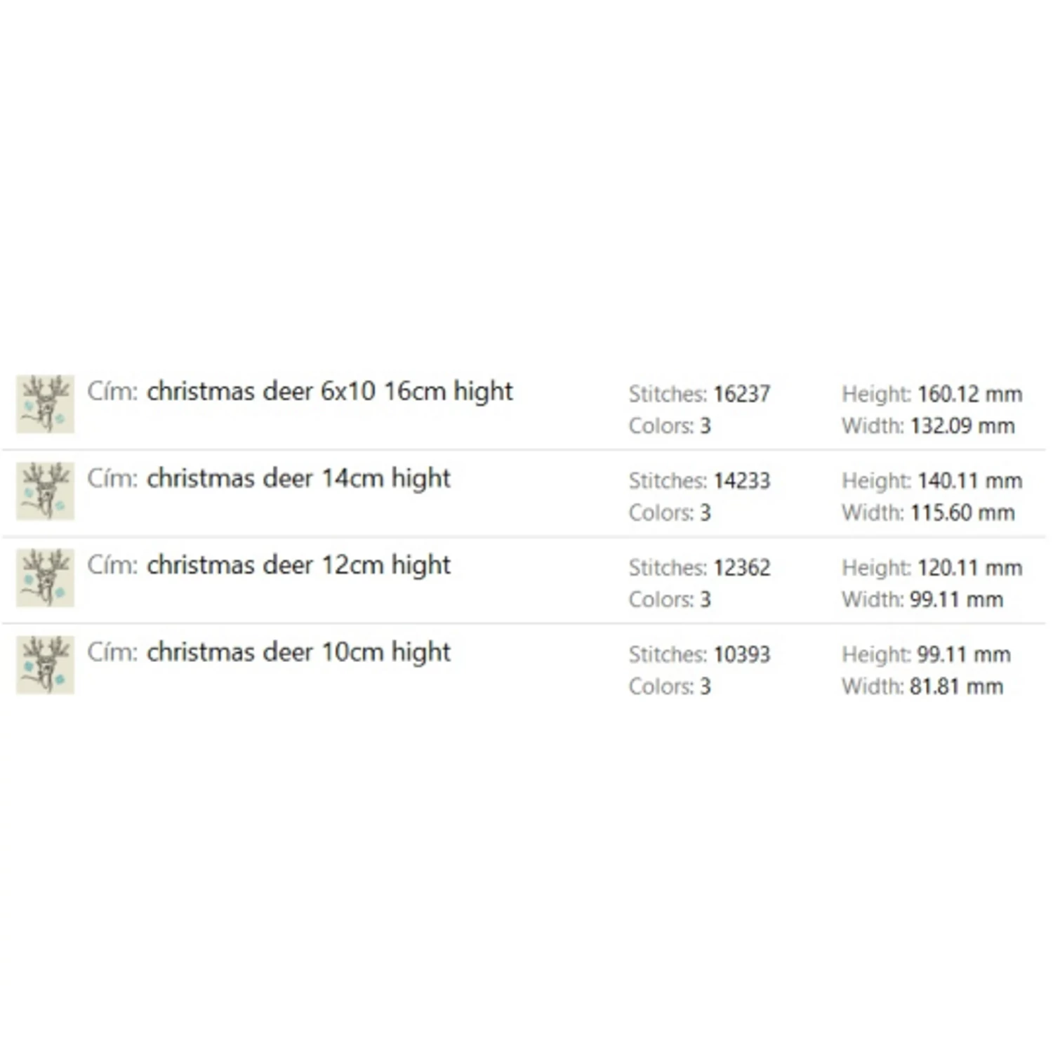 Christmas deer embroidery design