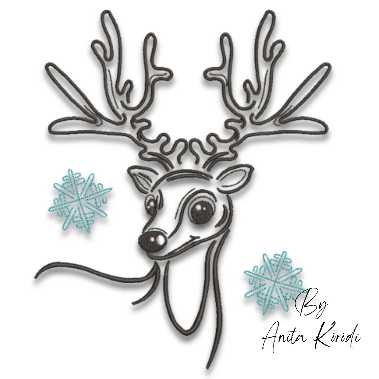 Christmas reindeer with snowflakes machine embroidery design