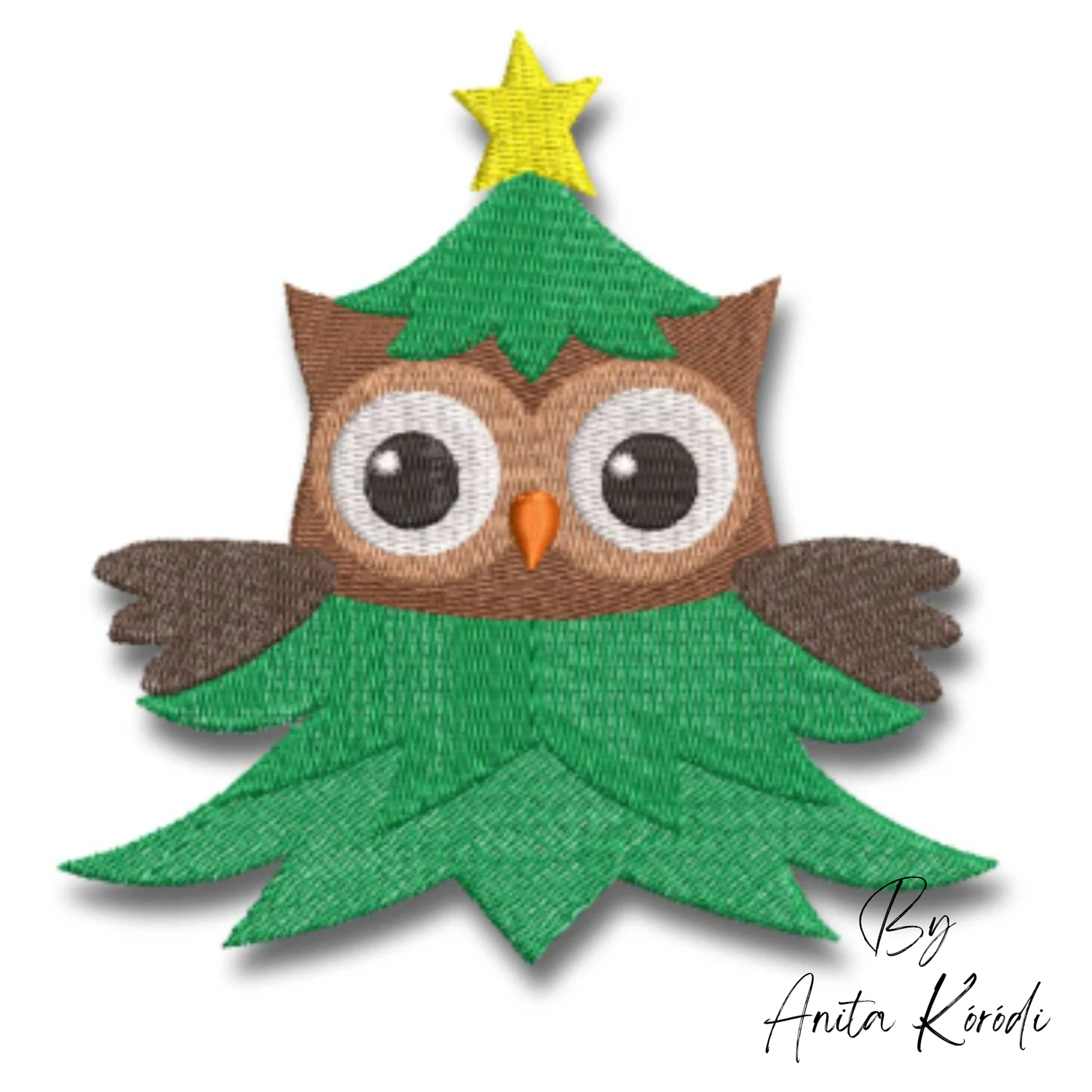 Christmas owl tree machine embroidery design
