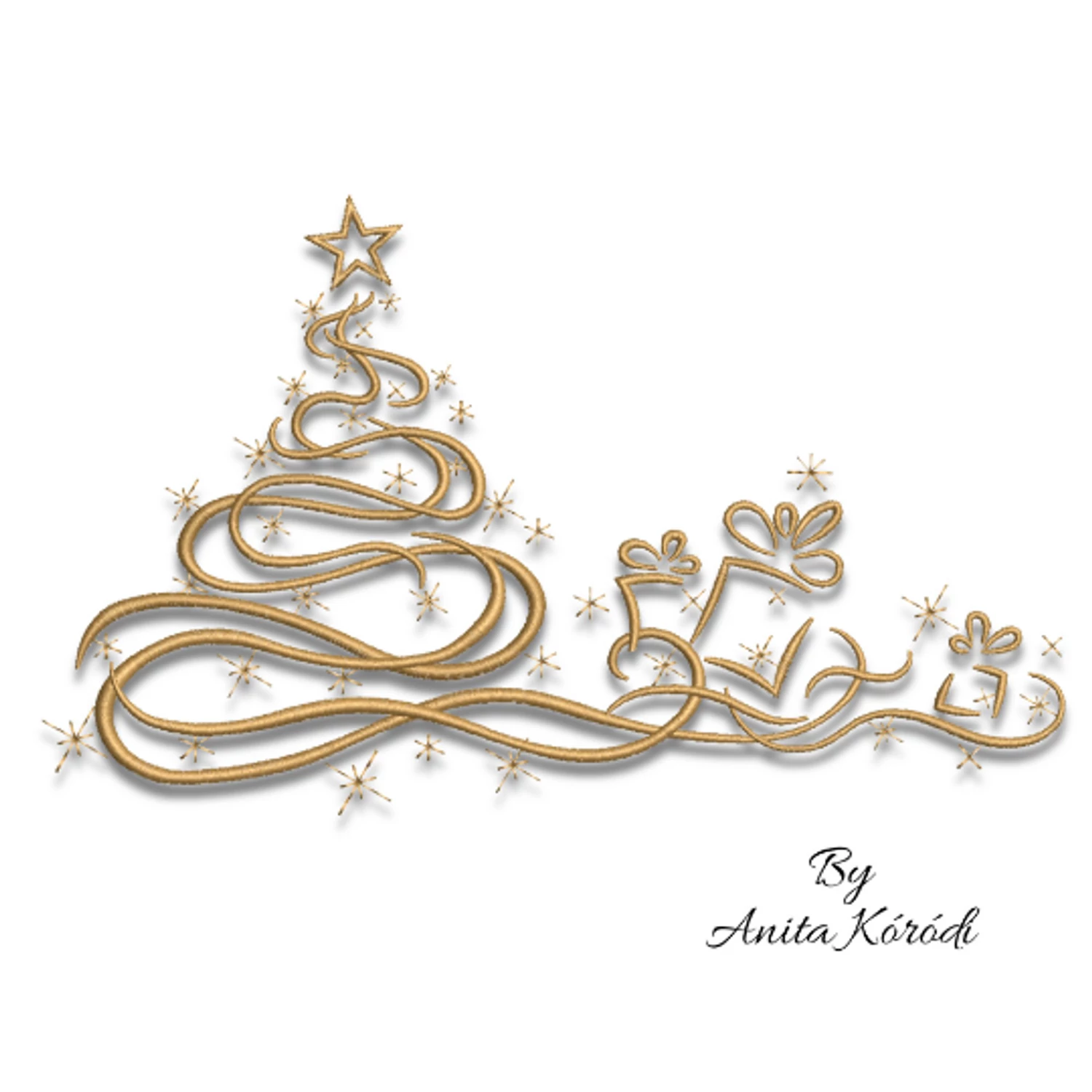 Christmas tree with gifts embroidery