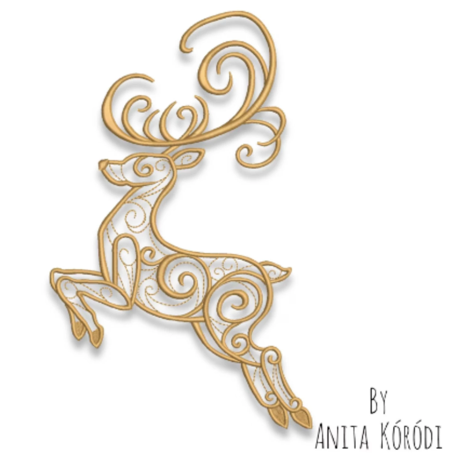 Elegant Christmas reindeer machine embroidery design