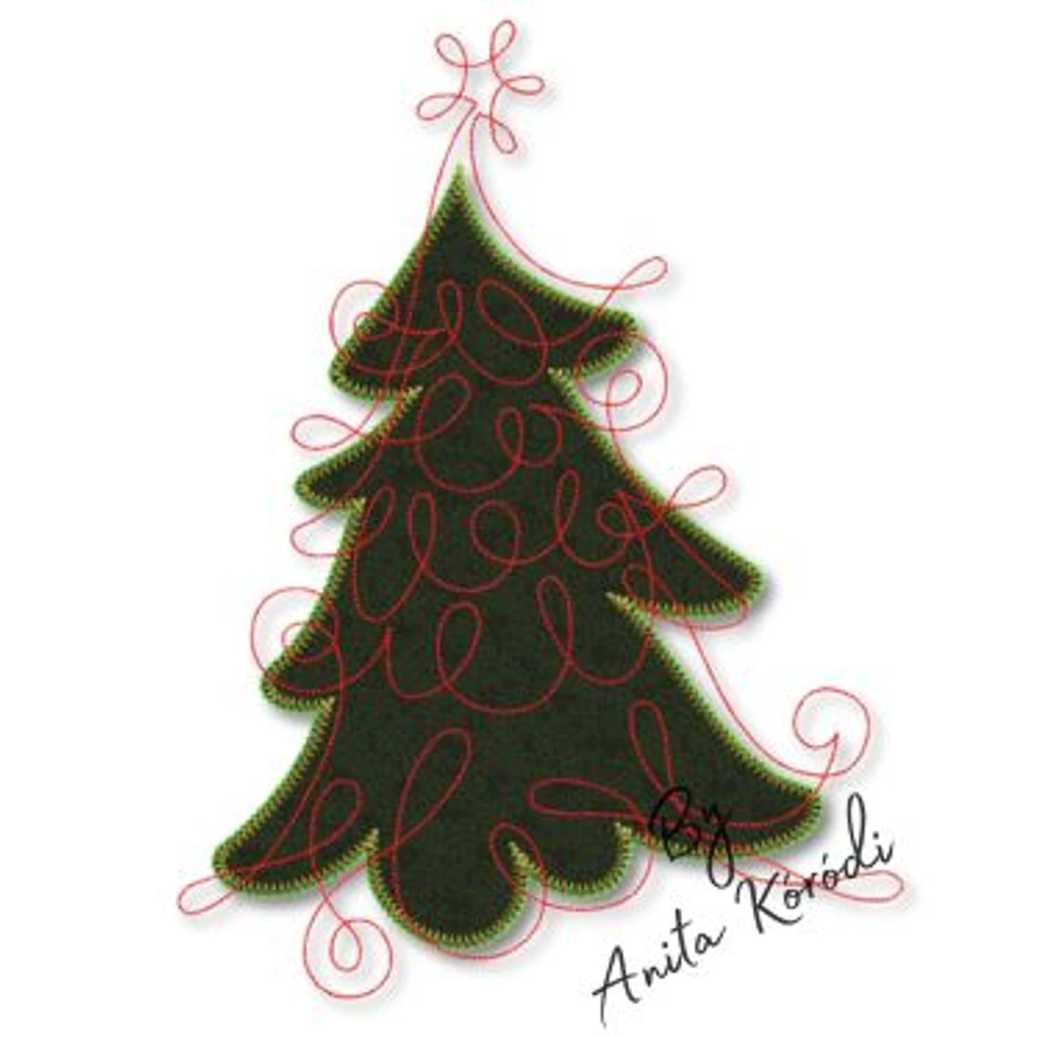 Christmas tree applique embroidery design