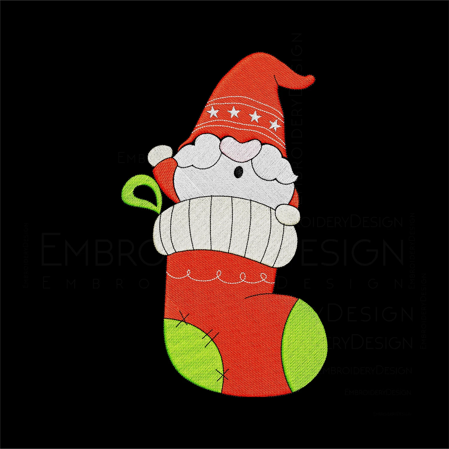 Cute santa gnome in christmas sock