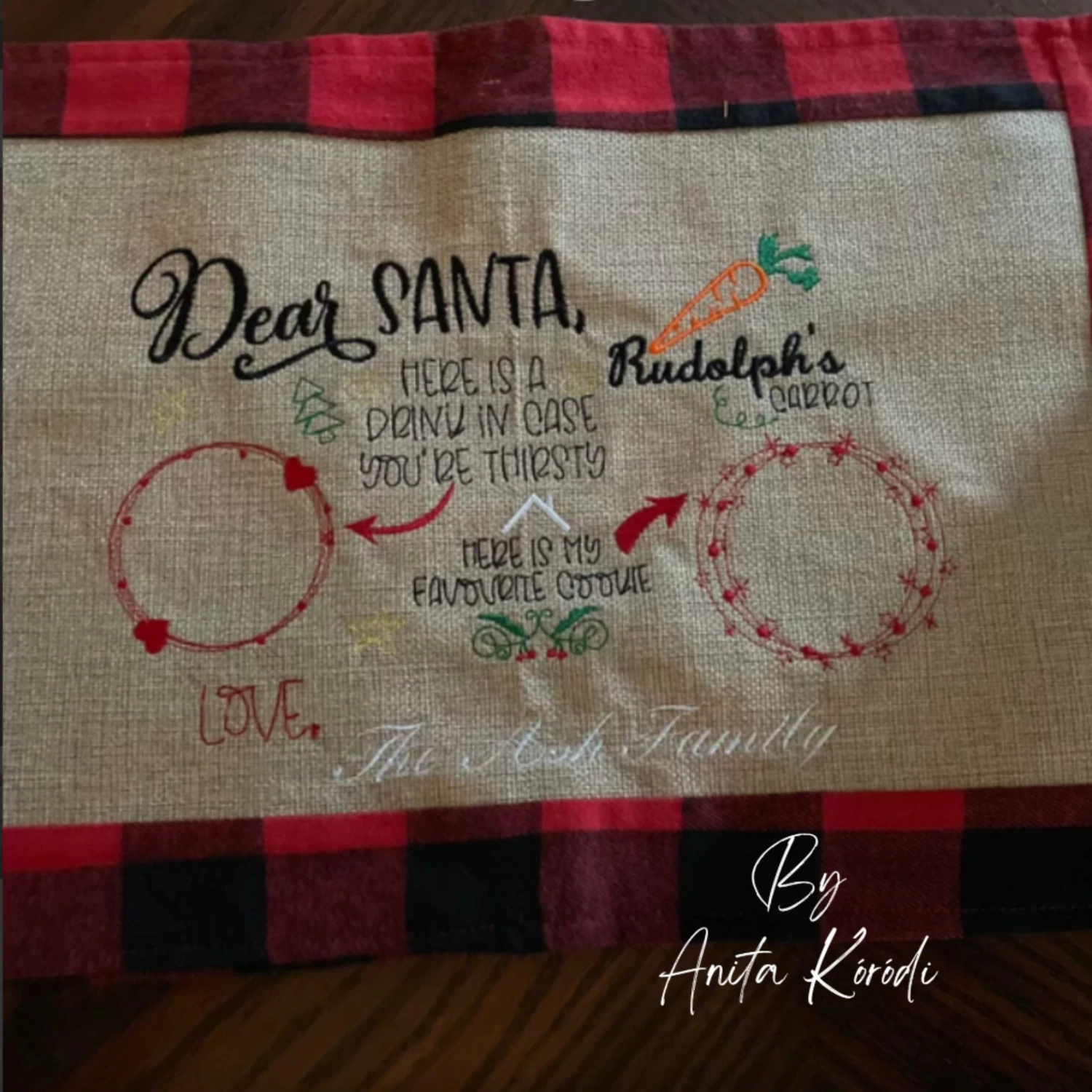 Dear Santa Christmas placemat machine embroidery design
