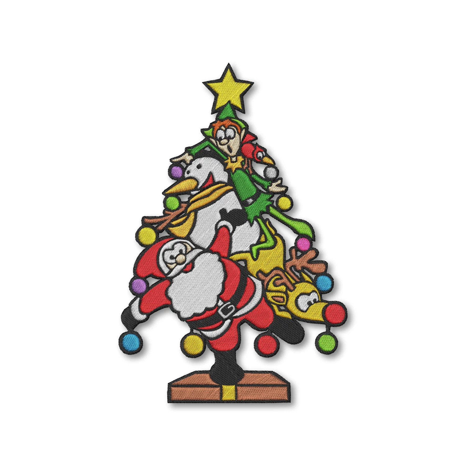 Funny christmas tree Santa Claus Snowman