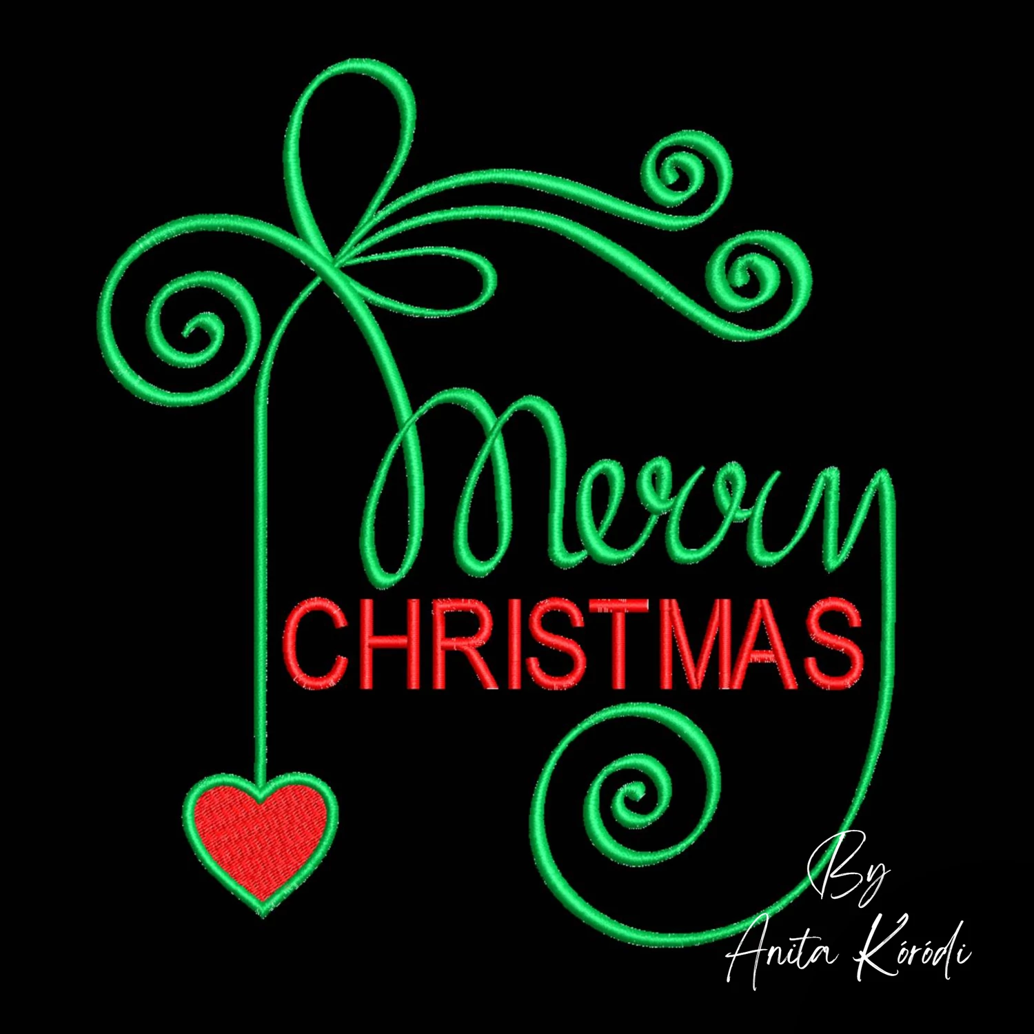 Merry Christmas decorative machine embroidery design