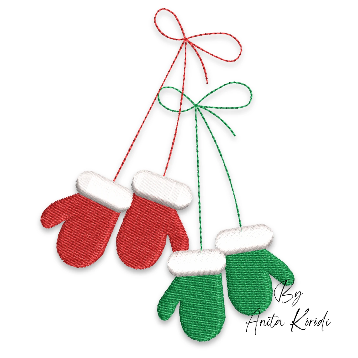 Christmas mittens machine embroidery design