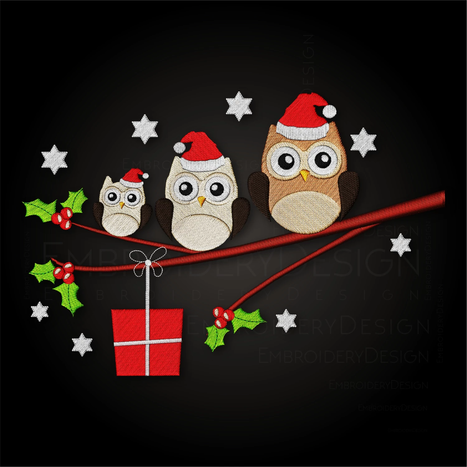 Owl family Merry Christmas