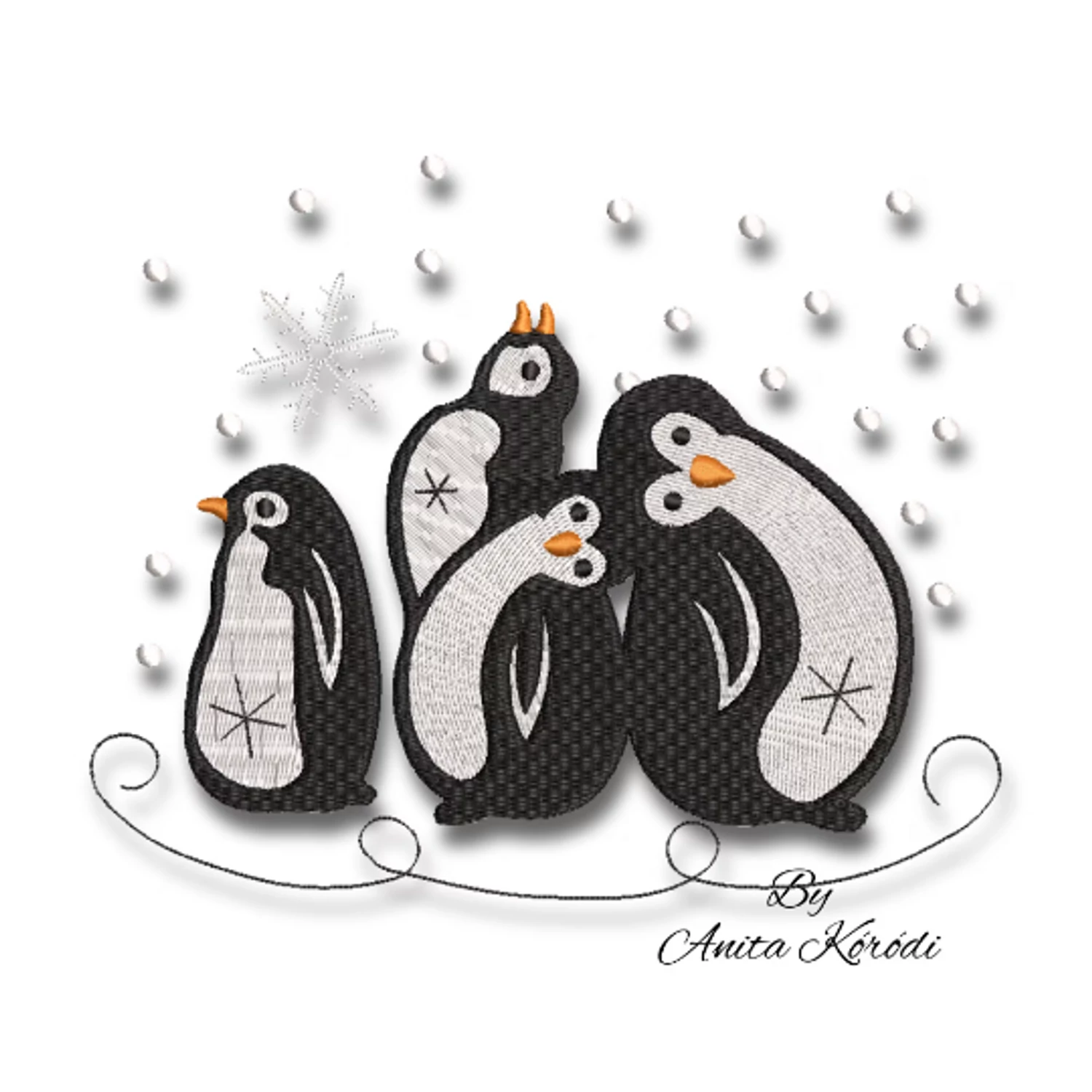 Penguins embroidery