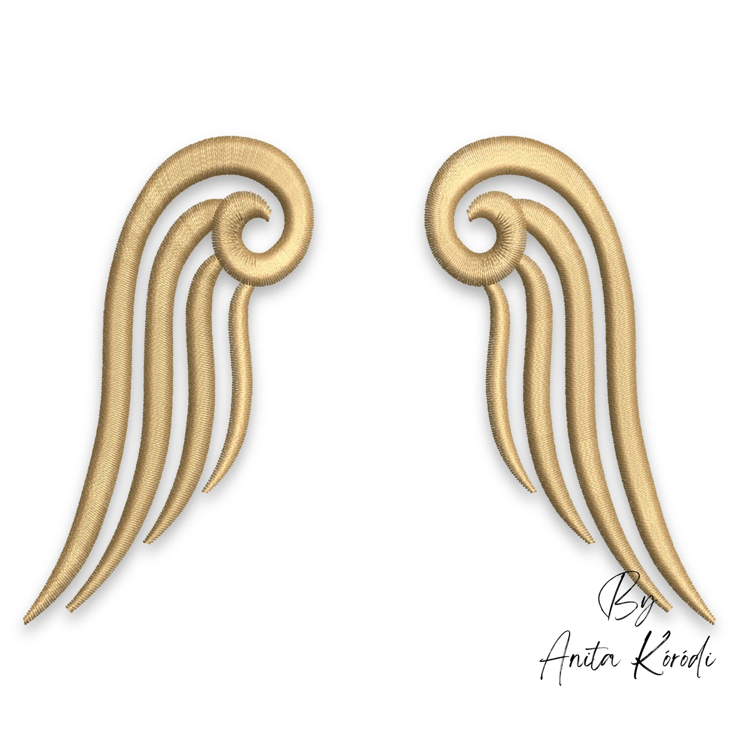 Elegant angel wings machine embroidery design