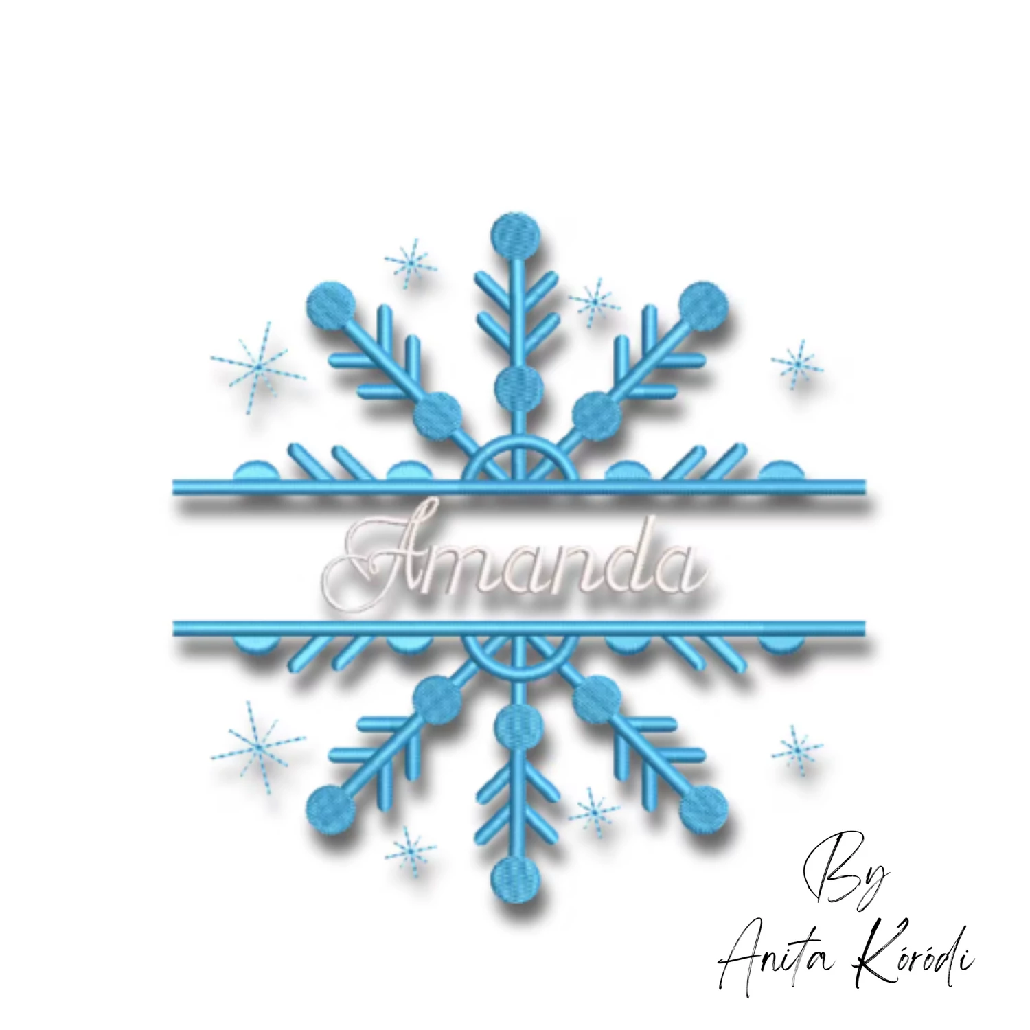 Snowflake monogram embroidery