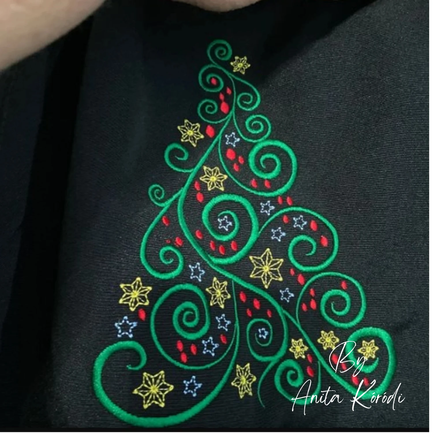 Elegant Christmas ornaments corner embroidery design