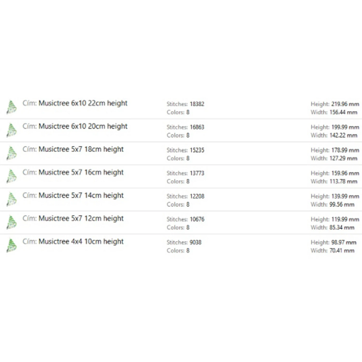 Christmas tree music embroidery