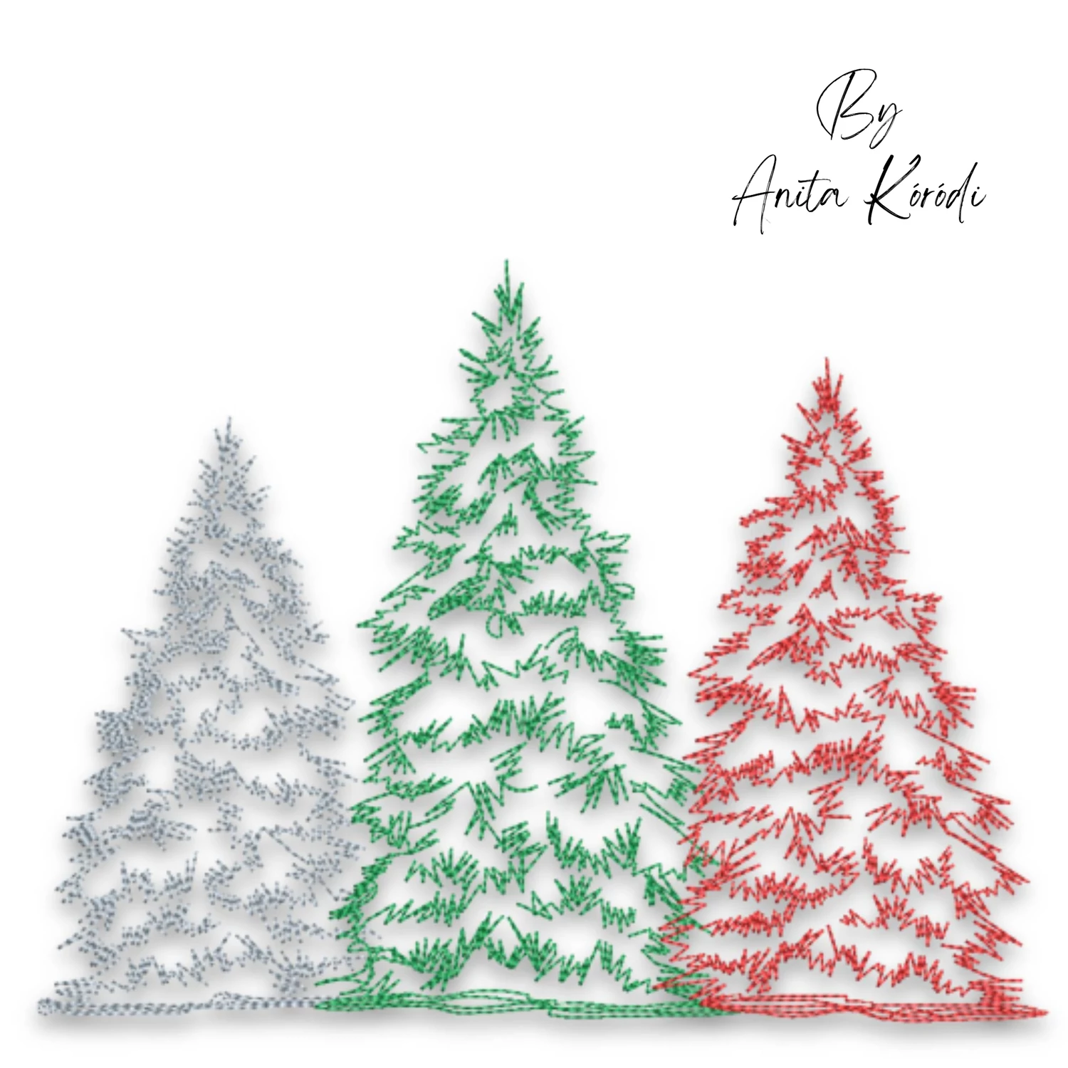 Christmas Tree Trio Machine Embroidery Design