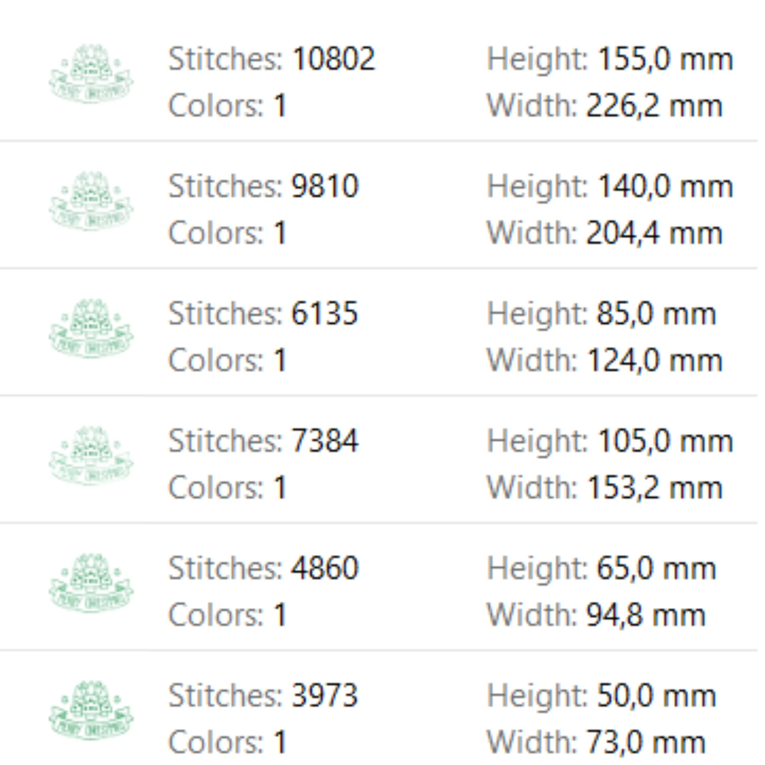 Merry Christmas trees machine embroidery design sizes