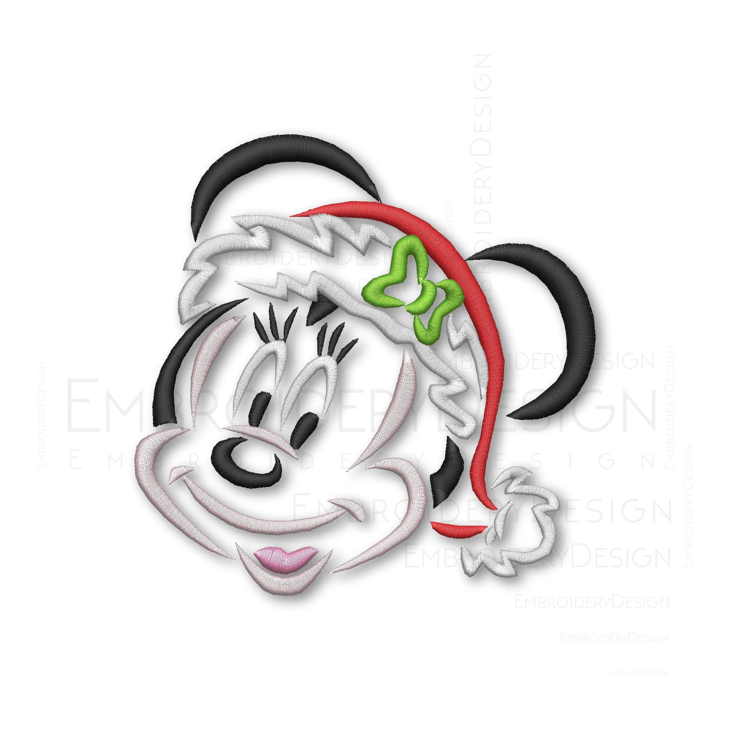 Christmas Minnie Mouse Head Face Santa Red Hat