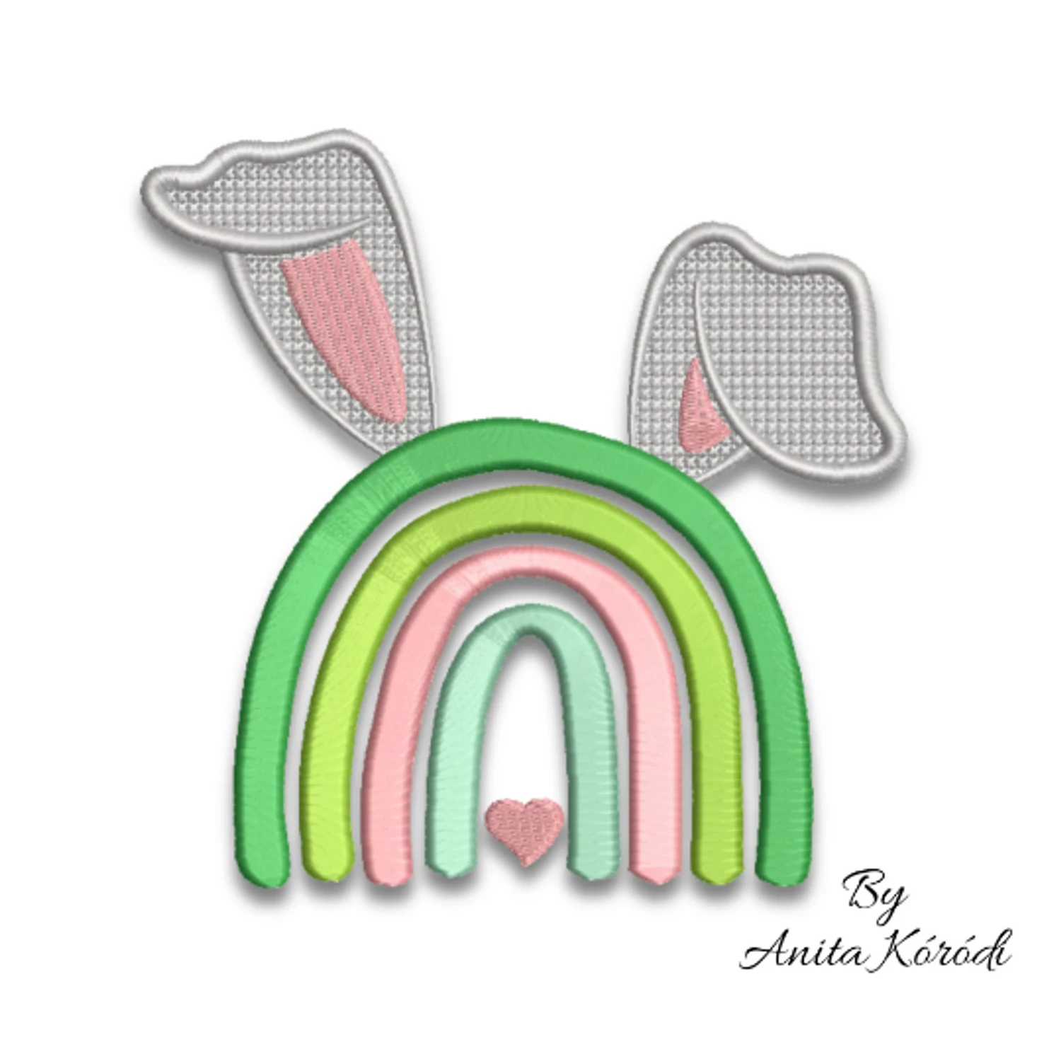 Bunny boho rainbow embroidery design