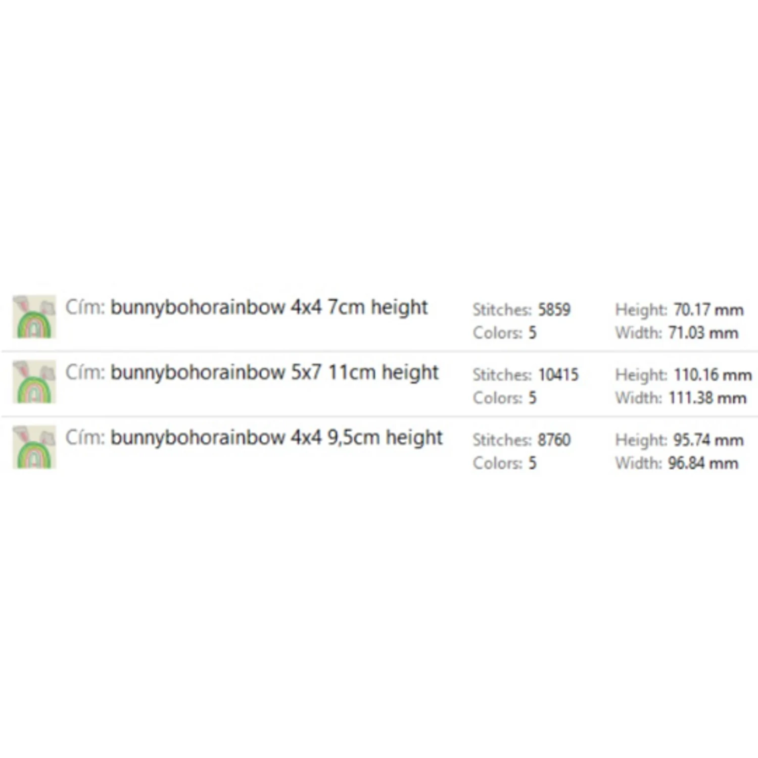 Bunny boho rainbow embroidery design