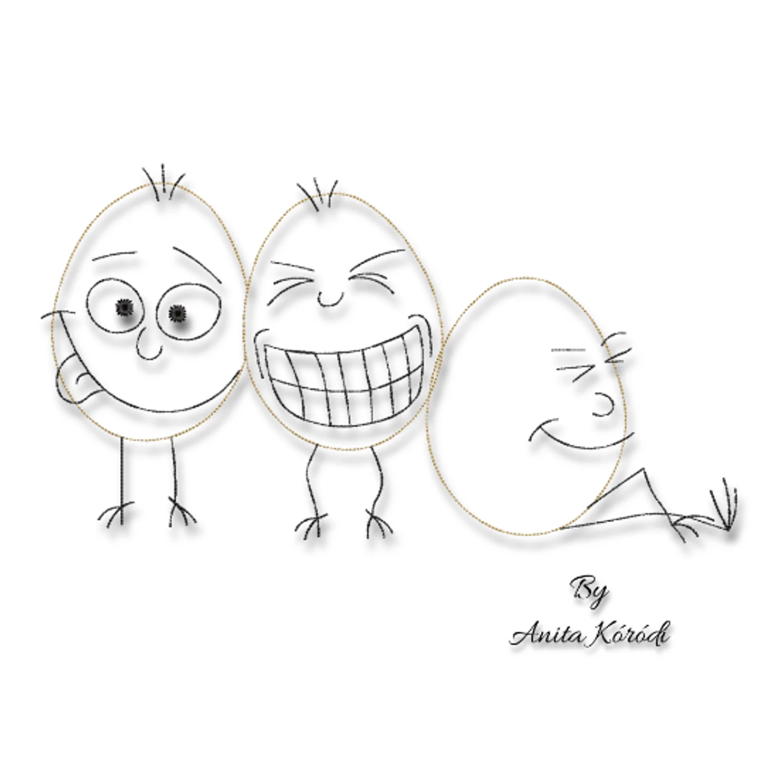 easter egg doodle embroidery design cute funny eggs