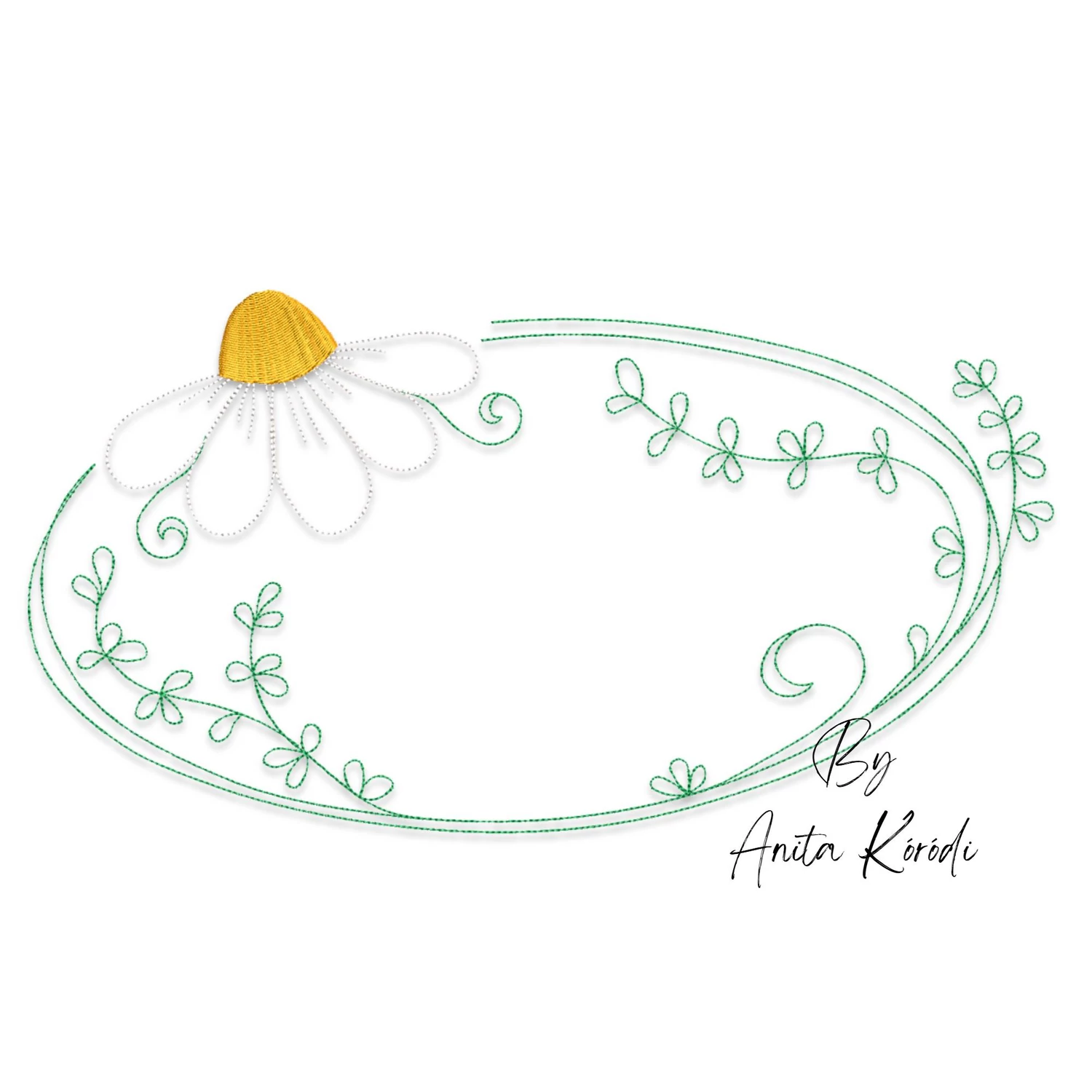 daisy frame embroidery design floral monogram border