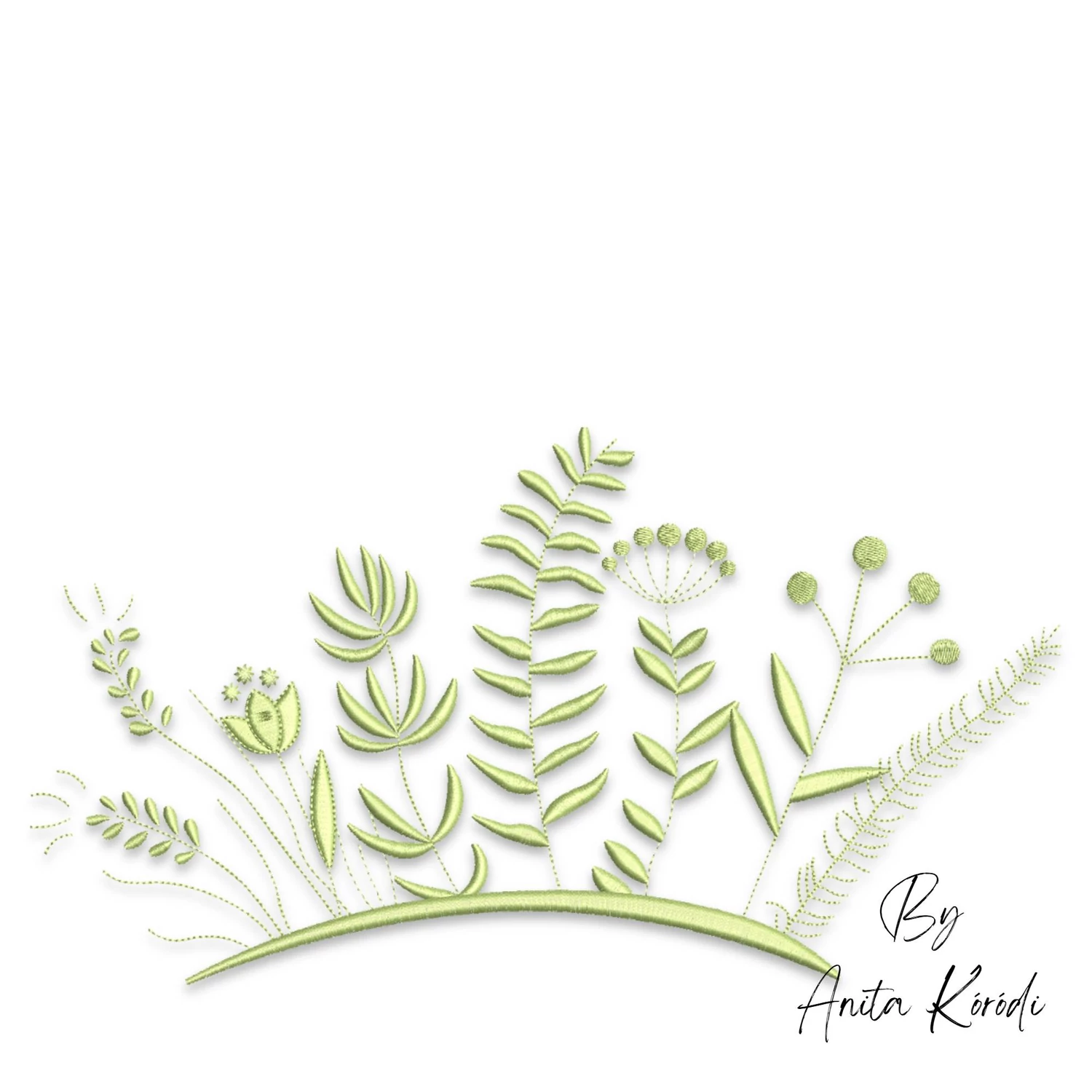 floral field embroidery design minimalist botanical